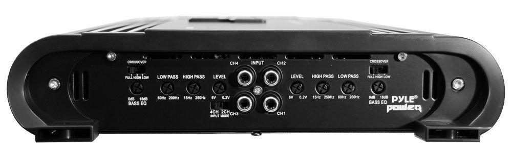 4 Channel Car Stereo Amplifier - 4000W High Power 4-Channel Bridgeable Audio Sound Auto Small Speaker Amp Box w/ MOSFET, Crossover, Bass Boost Control, Silver Plated RCA Input Output - Pyle PLA4478