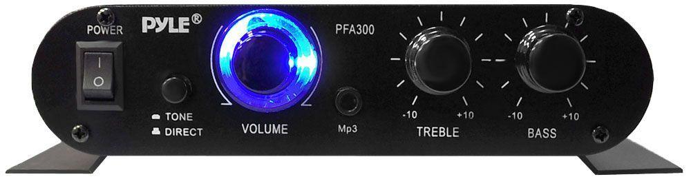 Power Home HiFi Stereo Amplifier - 90 Watt Portable Dual Channel Surround Sound Audio Receiver w/ 12V Adapter - For Subwoofer Speaker, MP3, iPad, iPhone, Car, Marine Boat, PA System - Pyle PFA300