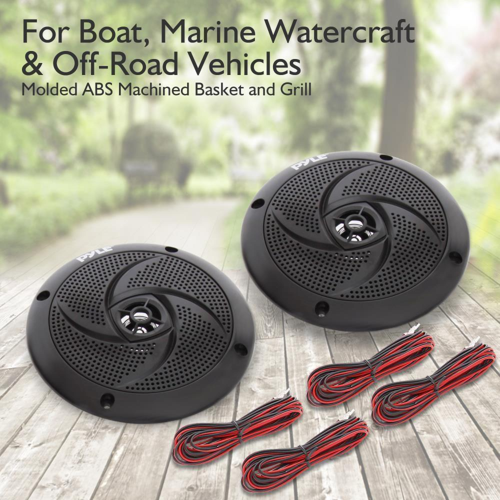 Waterproof Rated Marine Speakers, Low-Profile Slim Style Speaker Pair with Built-in LED Lights, 4.0''-inch (100 Watt)