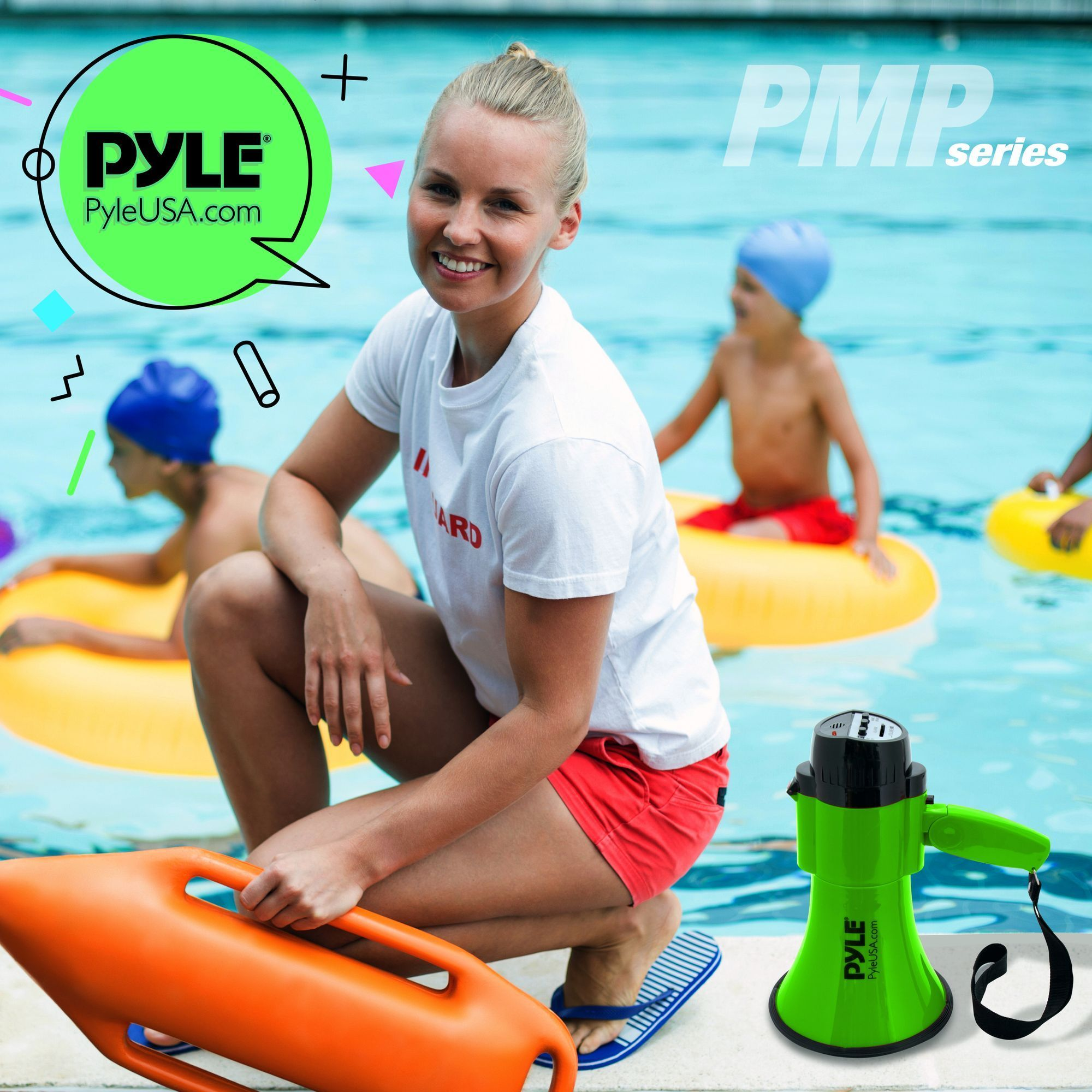 Portable Megaphone Speaker Siren Bullhorn - Compact and Battery Operated with 30 Watt Power, Microphone, 2 Modes, PA Sound and Foldable Handle for Cheerleading and Police Use - Pyle PMP32GR (Green)