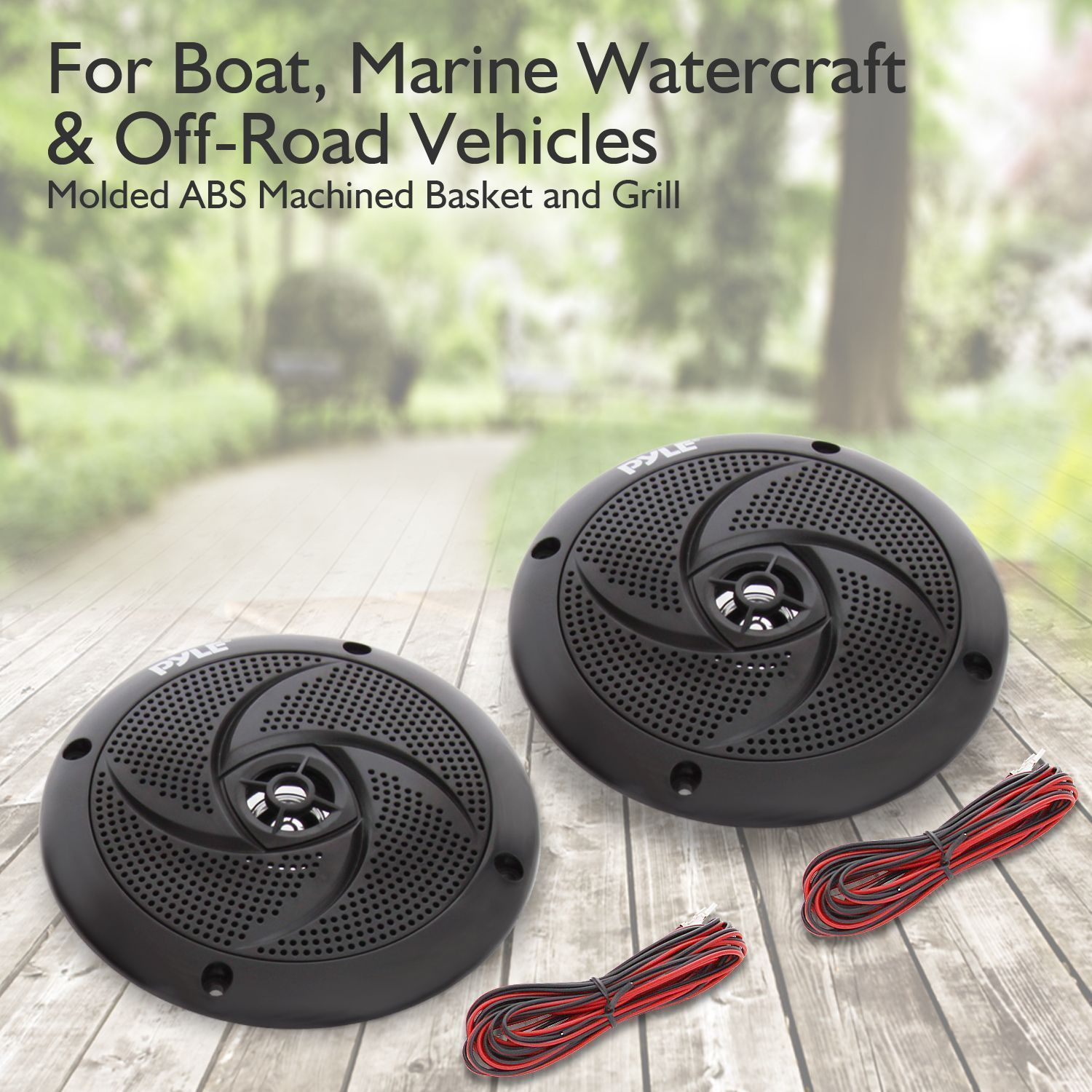 Pyle Waterproof Rated Marine Speakers, Low-Profile Slim Style Speaker Pair, 4.0 -inch  (100 Watt) (PLMRS4B)