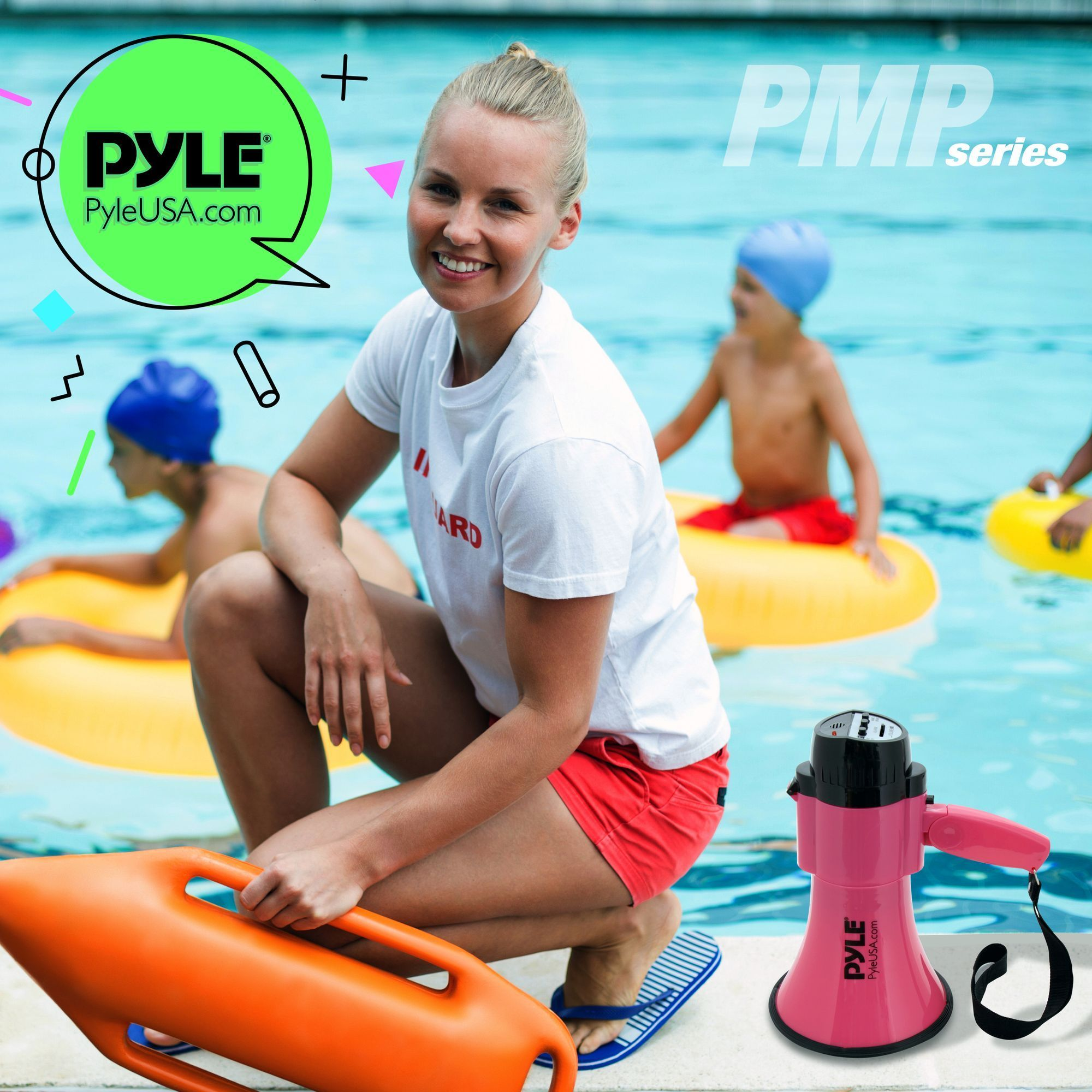 Portable Megaphone Speaker Siren Bullhorn - Compact and Battery Operated with 30 Watt Power, Microphone, 2 Modes, PA Sound and Foldable Handle for Cheerleading and Police Use - Pyle PMP34PK (Pink)