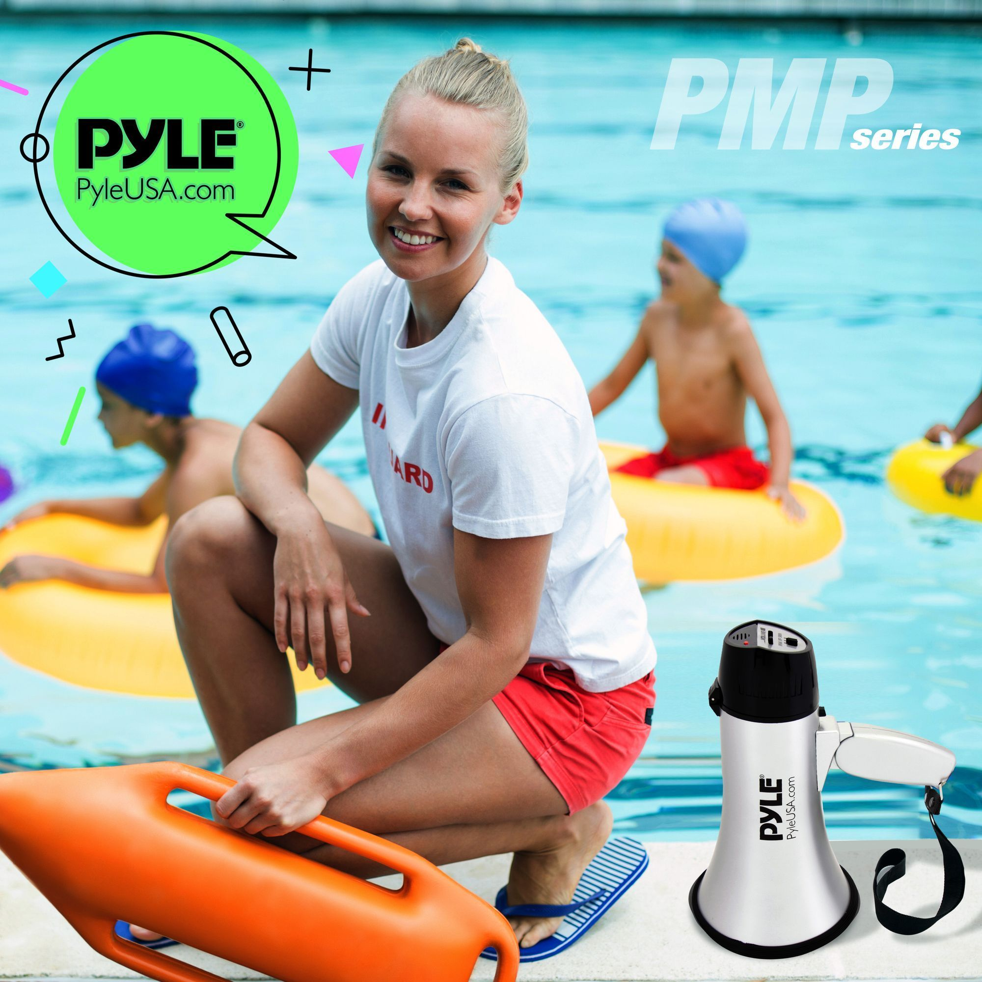 Portable Megaphone Speaker Siren Bullhorn - Compact and Battery Operated with 20 Watt Power, Microphone, 2 Modes, PA Sound and Foldable Handle for Cheerleading and Police Use - Pyle PMP23SL (Silver)