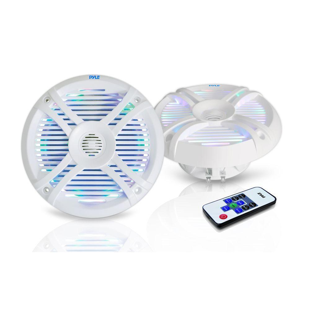 Pyle Hydra Dual 6.5" Waterproof Speakers, Multi-Color LED Lights - White (PLMRX68LEW)