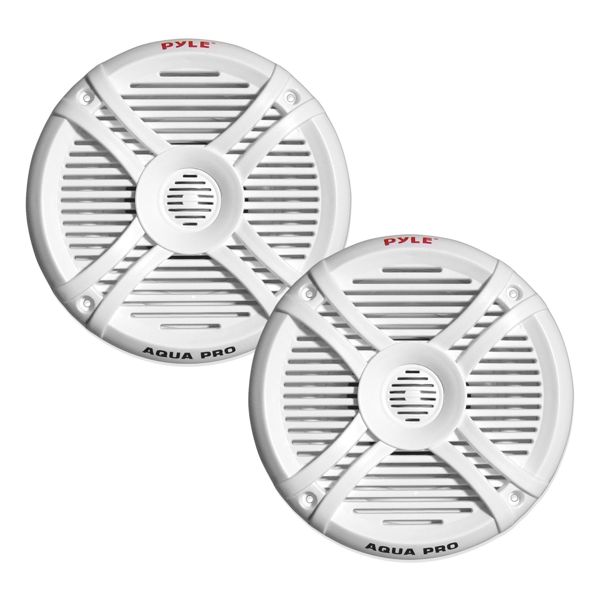 Pyle Dual 7.7'' Water Resistant Marine Speakers, 2-Way Full Range Stereo Sound, 280 Watt, White (Pair)