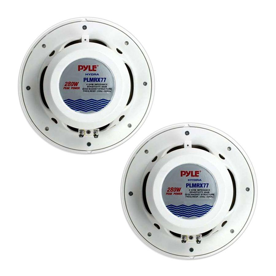 Pyle Dual 7.7'' Water Resistant Marine Speakers, 2-Way Full Range Stereo Sound, 280 Watt, White (Pair)