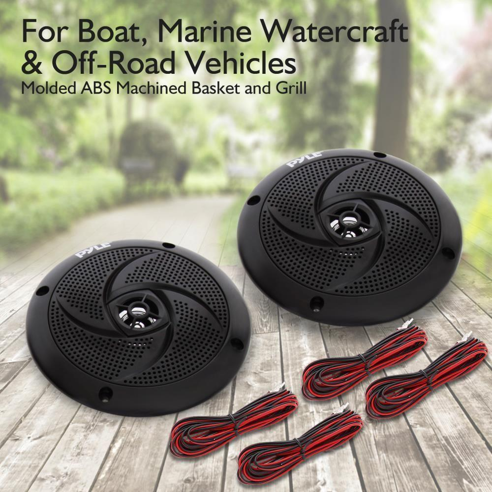 Waterproof Rated Marine Speakers, Low-Profile Slim Style Speaker Pair with Built-in LED Lights, 5.25''-inch (180 Watt)