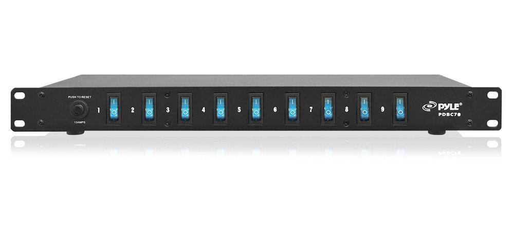 Pyle PDBC70 15 Amp Power Supply 1800VA Rack Mountable Power Strip Surge Protector with Switch Control and 9 Outlets