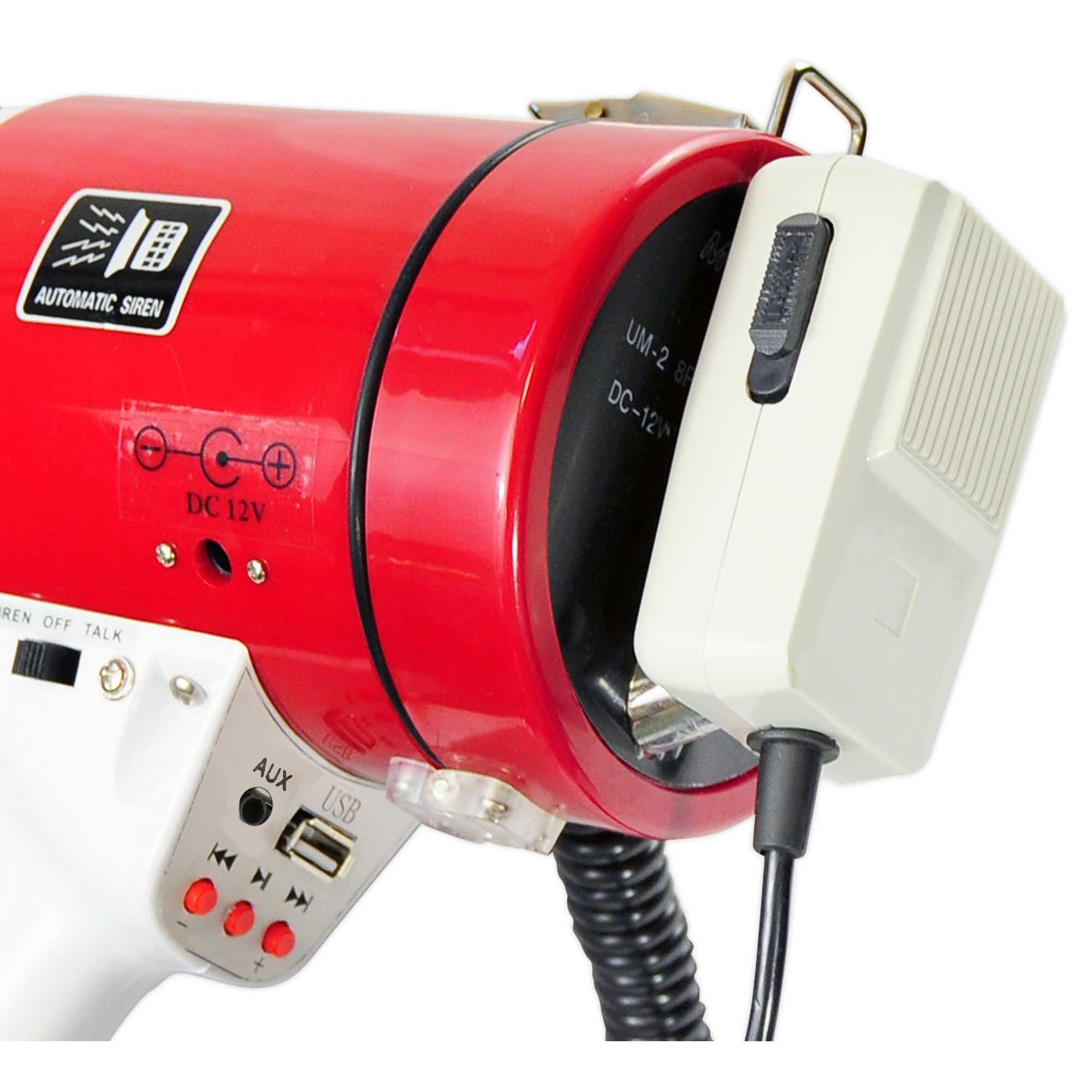 Pyle Megaphone Speaker PA Bullhorn - with Built-in Siren 50 Watts Adjustable Volume Control & Record Function - Ideal for Football, Baseball, Cheerleading Fans, Coaches or for Safety Drills PMP58U