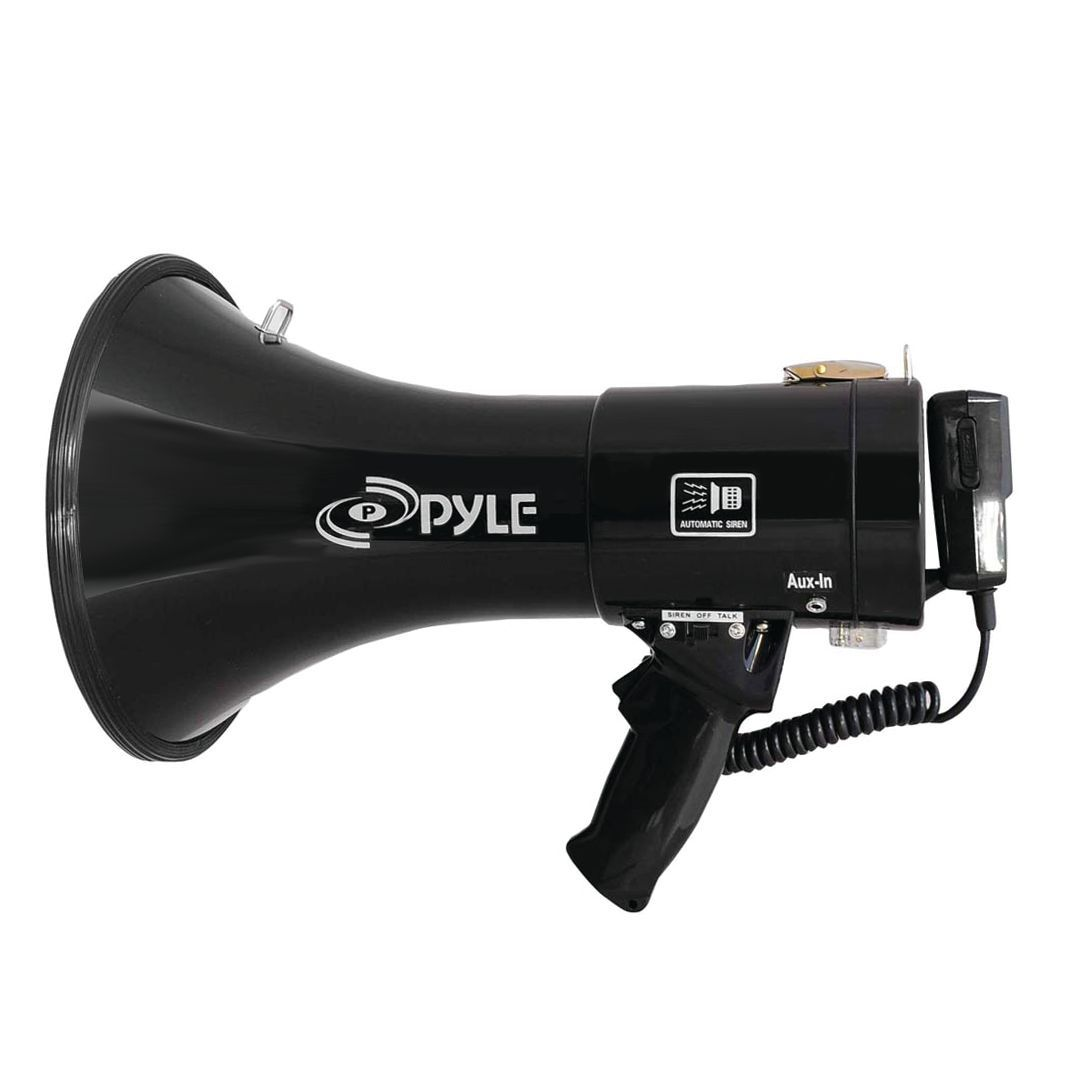 Pyle Megaphone Speaker PA Bullhorn - with Built-in Siren  50 Watts & Adjustable Volume Control - Ideal for Football, Baseball, Hockey, Cheerleading Fans & Coaches or for Safety Drills - PMP53IN