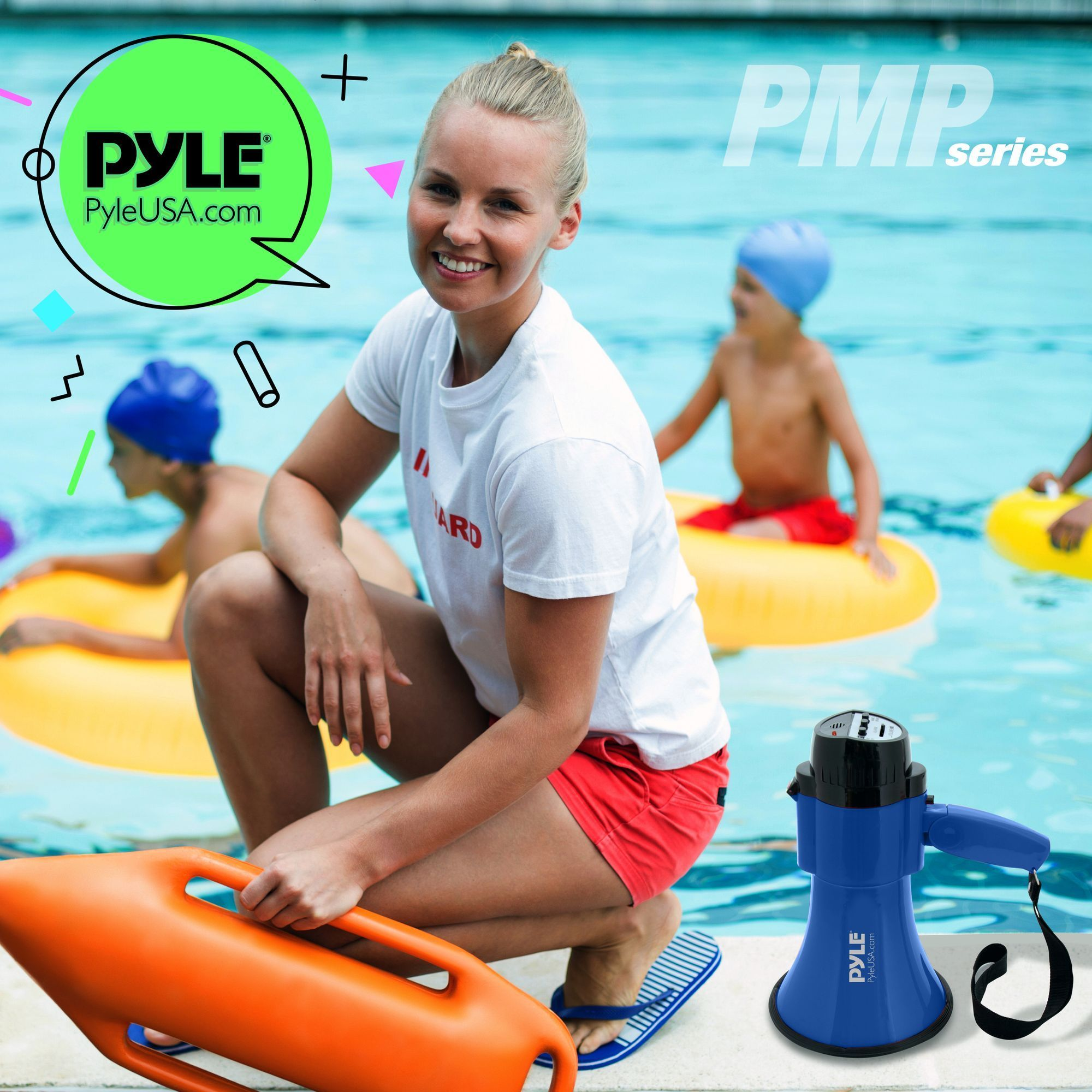 Portable Megaphone Speaker Siren Bullhorn - Compact and Battery Operated with 30 Watt Power, Microphone, 2 Modes, PA Sound and Foldable Handle for Cheerleading and Police Use - Pyle PMP31BL (Blue)