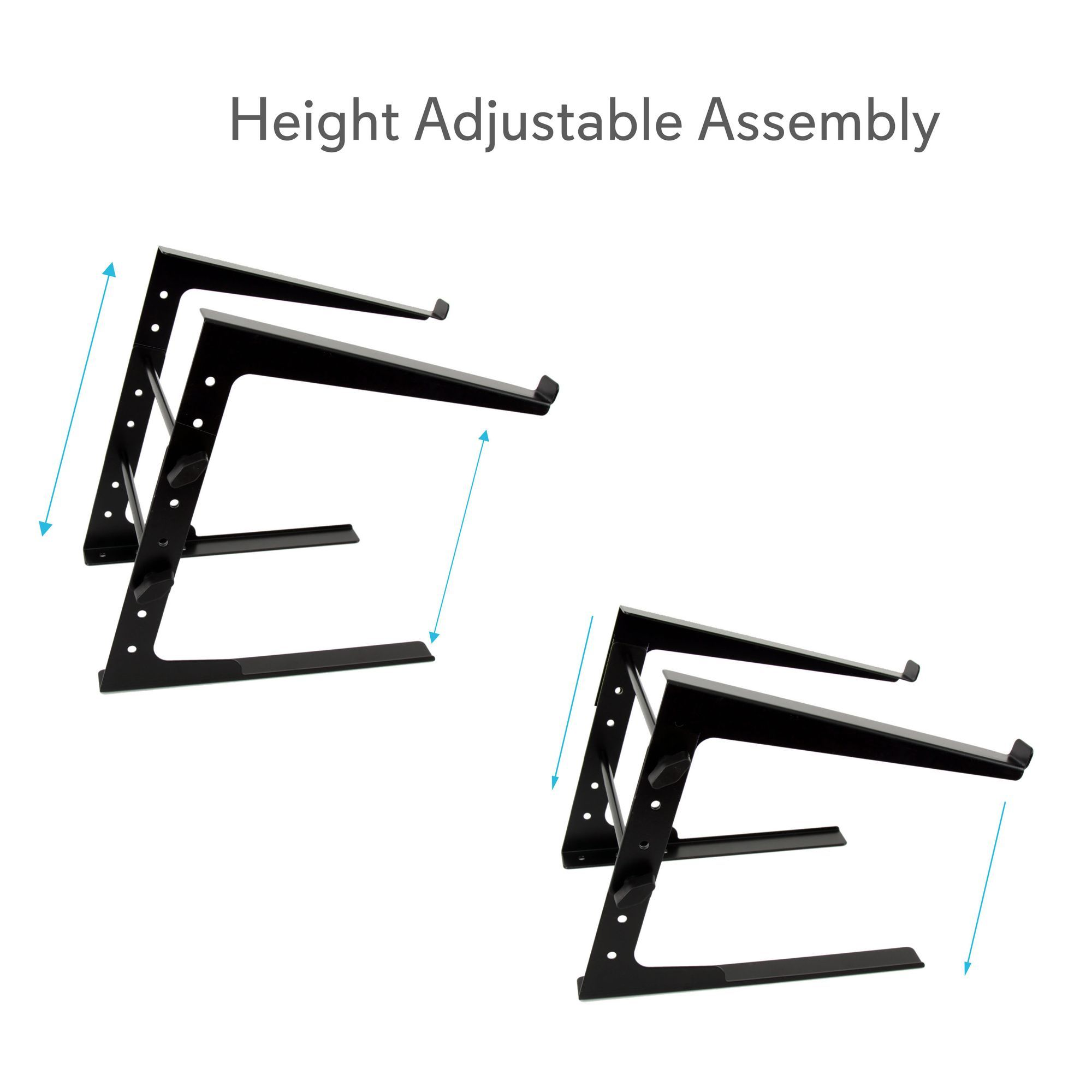 Pyle Portable Adjustable Laptop Stand - 6.3 to 10.9 Inch Anti-Slip Standing Table Monitor or Computer Desk Workstation Riser with Level Height Alignment for DJ, PC, Gaming, Home or Office - PLPTS25