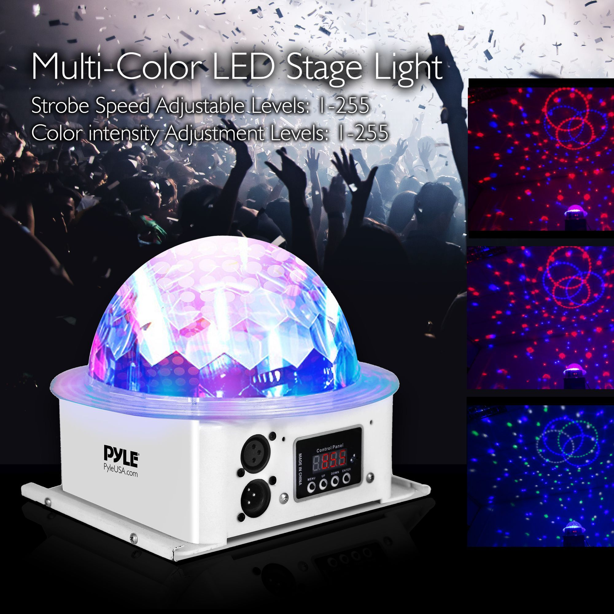 Pyle Rotating Moving Stage Light - for Professional DJ Show Performance or Dance Party with RGB Color LED Projector Bulb, Flashing Disco Strobe, Beat Sync Motion Effect and DMX Control