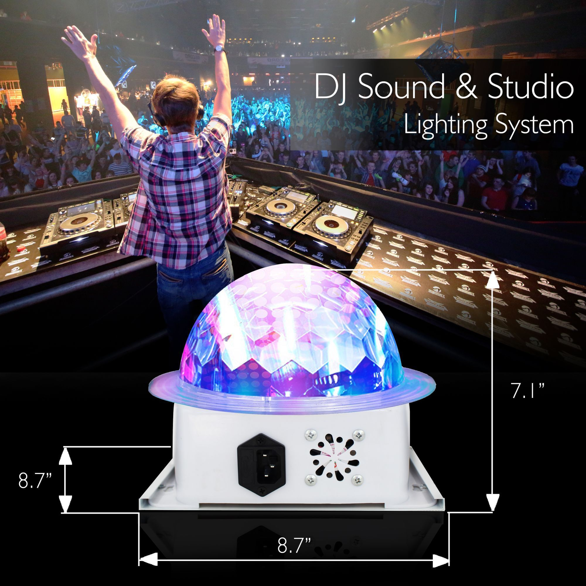 Pyle Rotating Moving Stage Light - for Professional DJ Show Performance or Dance Party with RGB Color LED Projector Bulb, Flashing Disco Strobe, Beat Sync Motion Effect and DMX Control