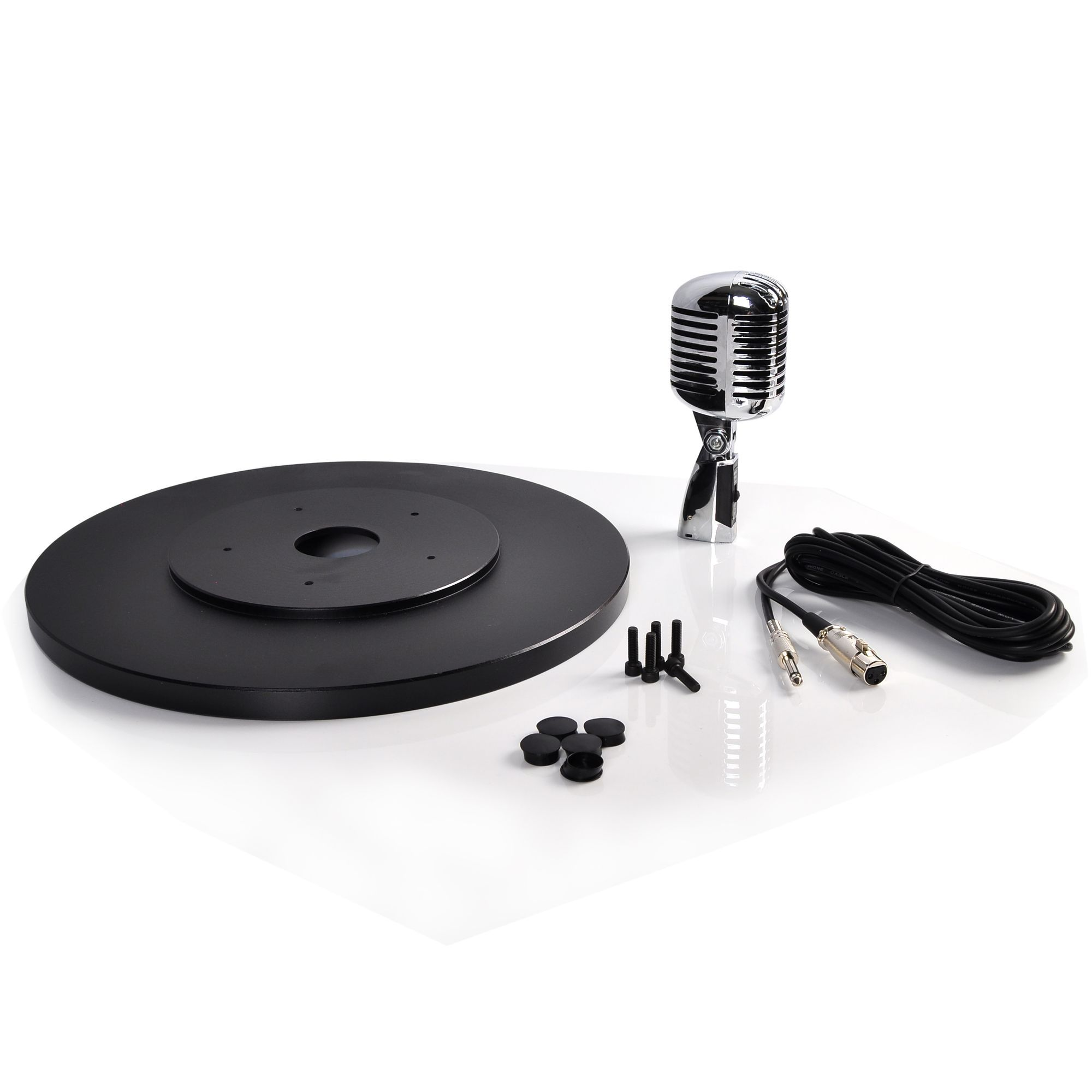 Retro Microphone and Swing Stand - Classic Vintage Professional Dynamic Unidirectional Audio Vocal Performance Mic w/ Adjustable Stand, XLR Cable Cord For Stage / Studio Use - Pyle PDMICR70SL (Silver)