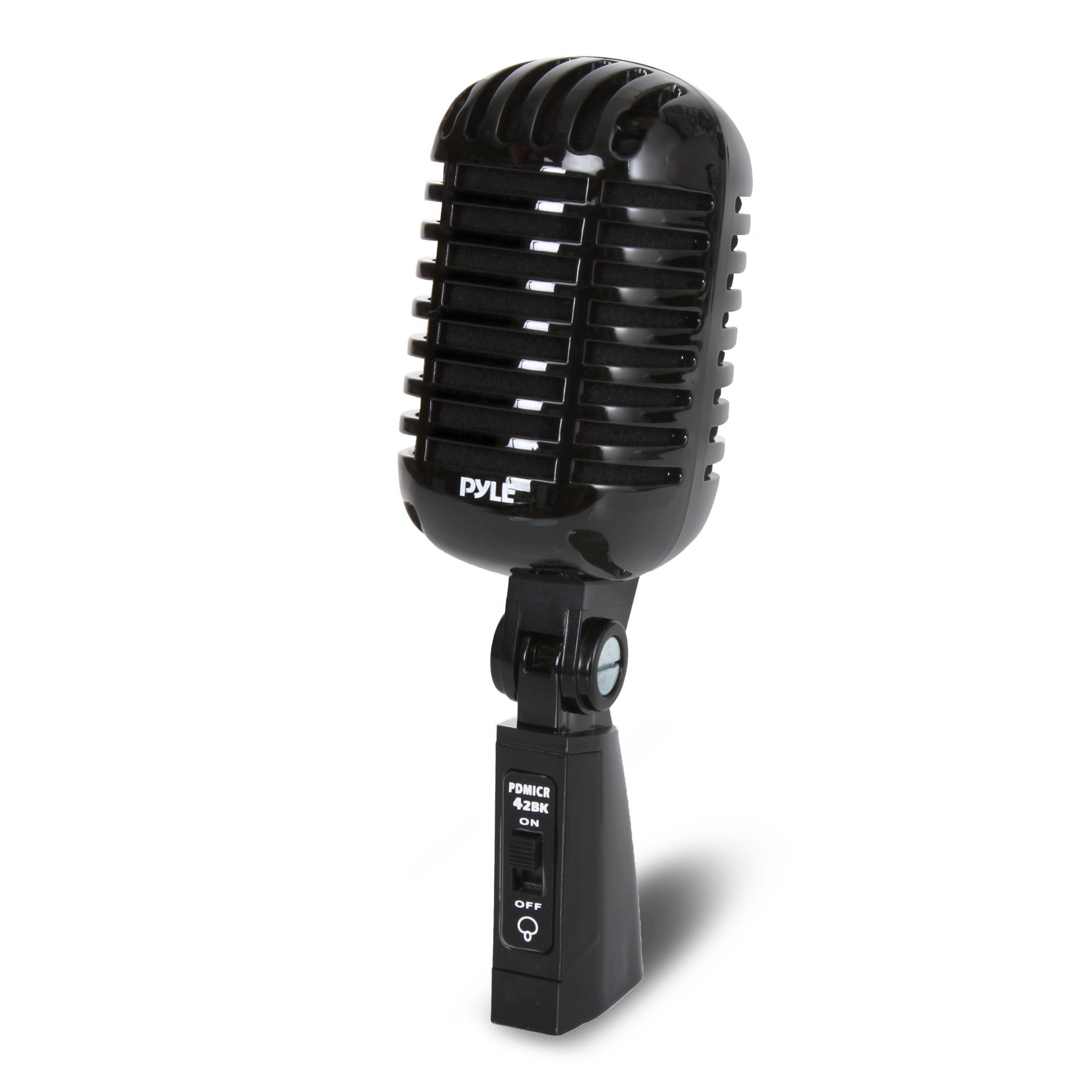 Pyle Retro-Style Dynamic Vocal Microphone with XLR Cable and Adjustable Stand – Ideal for Live Performances and Recording