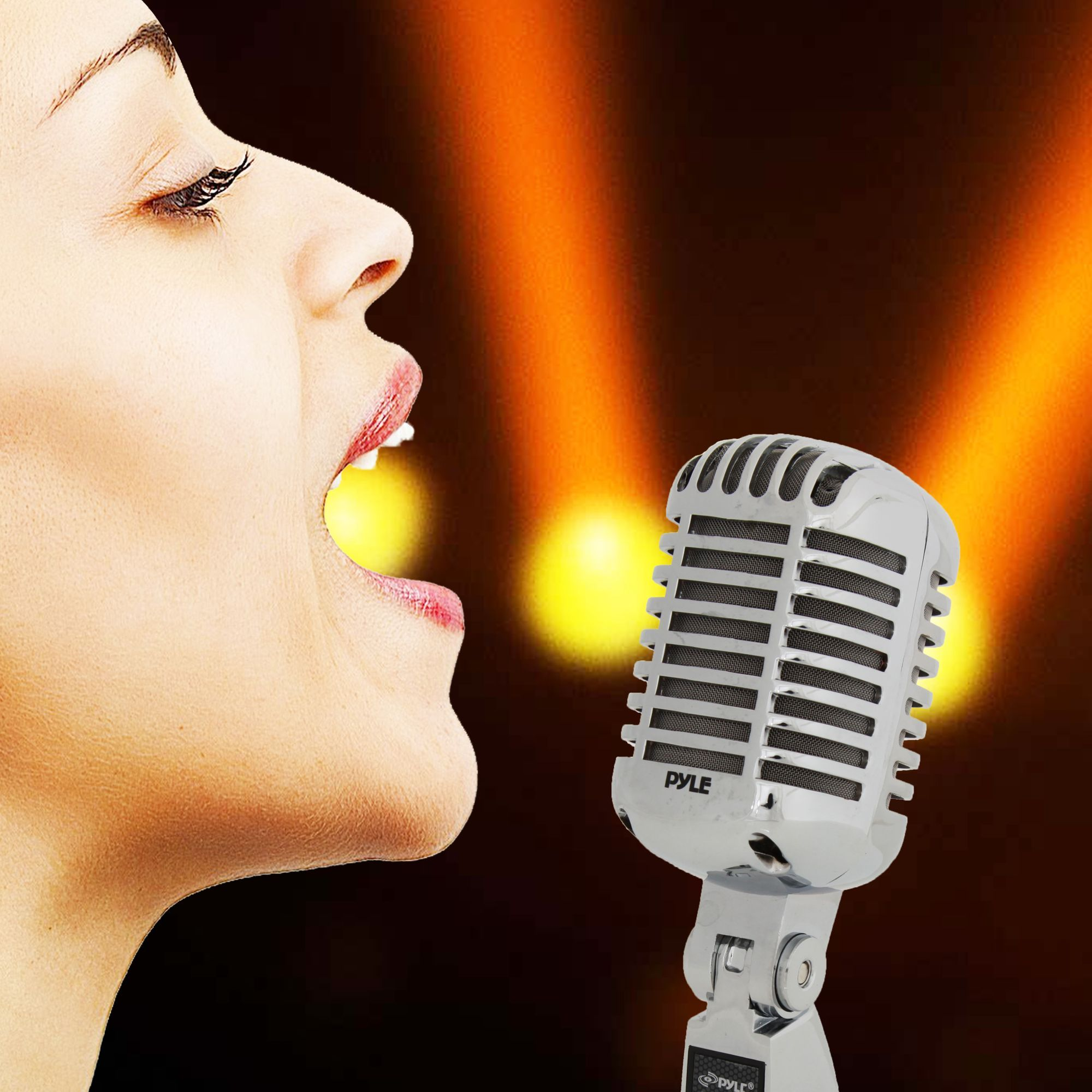 Classic Retro Dynamic Vocal Microphone - Old Vintage Style Metal Unidirectional Cardioid Mic with XLR Cable - Universal Stand Adapter - Live Performance Studio Recording - Pyle Pro PDMICR68SL (Silver)
