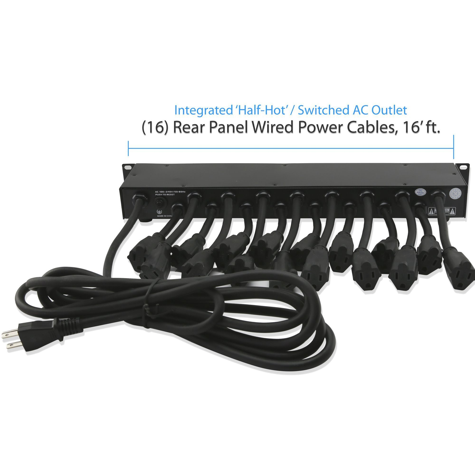 Pyle 19‑Outlet 1U Rackmount PDU – 15 A Surge Protector with USB Charging, Ground Lift, Circuit Breaker, 15 ft Cord, 3 Front Outlets & 16 Rear Power Cables (Model PCO860)