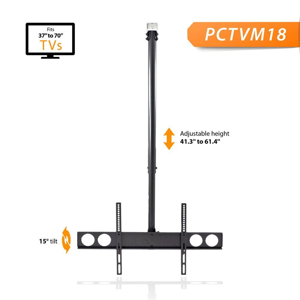 Pyle Universal TV Ceiling Mount Bracket with Adjustable Height and Tilt, Fits 37.0'' to 70.0'' TV's (PCTVM18)