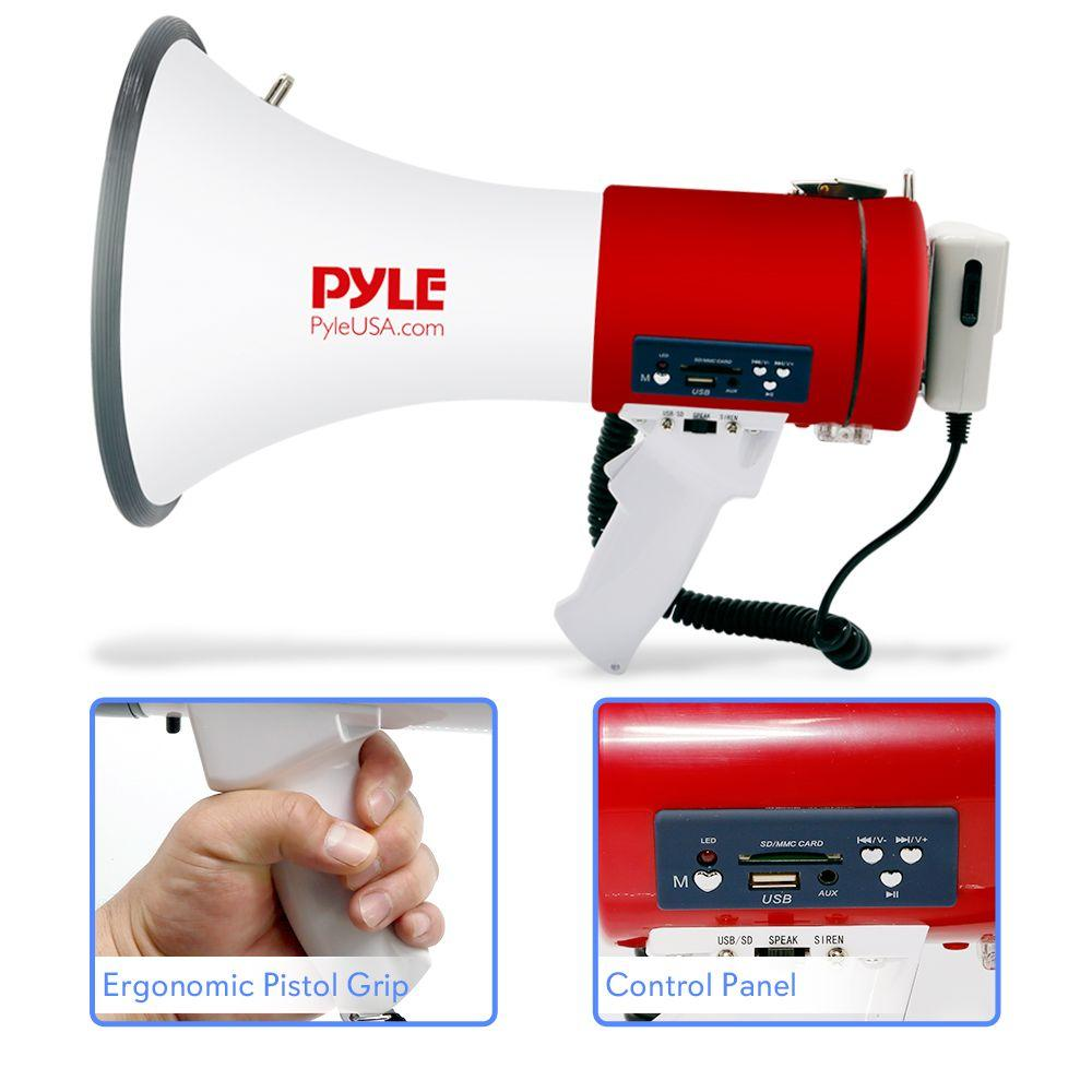 PylePro Megaphone Bullhorn with USB/SD Readers, Aux (3.5mm) Jack (PMP57LIA)