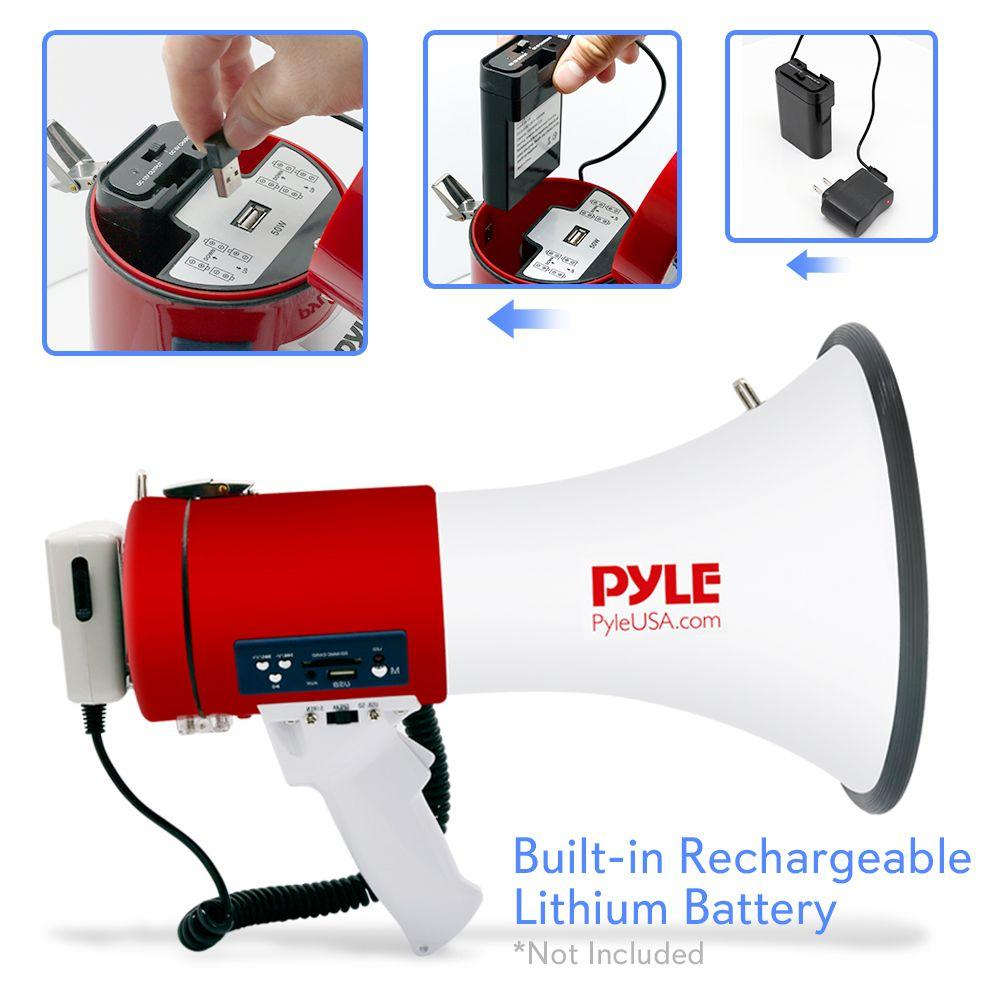 PylePro Megaphone Bullhorn with USB/SD Readers, Aux (3.5mm) Jack (PMP57LIA)