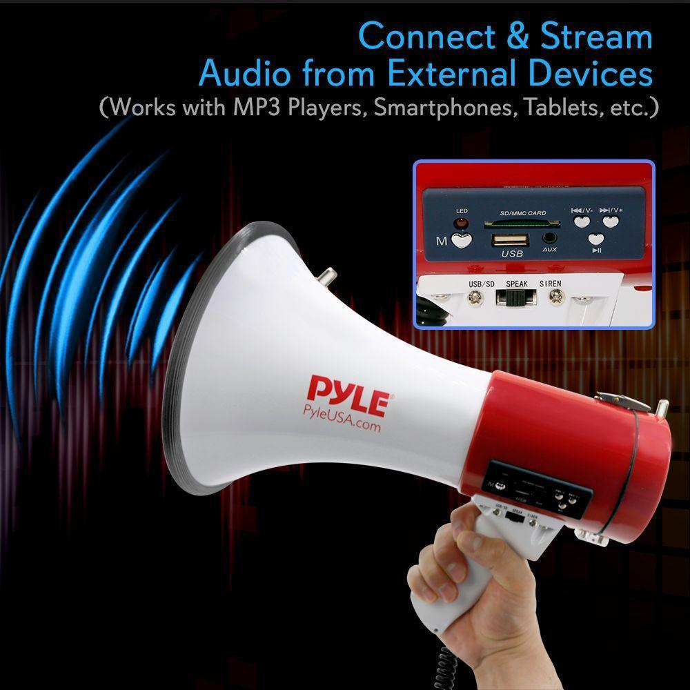 PylePro Megaphone Bullhorn with USB/SD Readers, Aux (3.5mm) Jack (PMP57LIA)