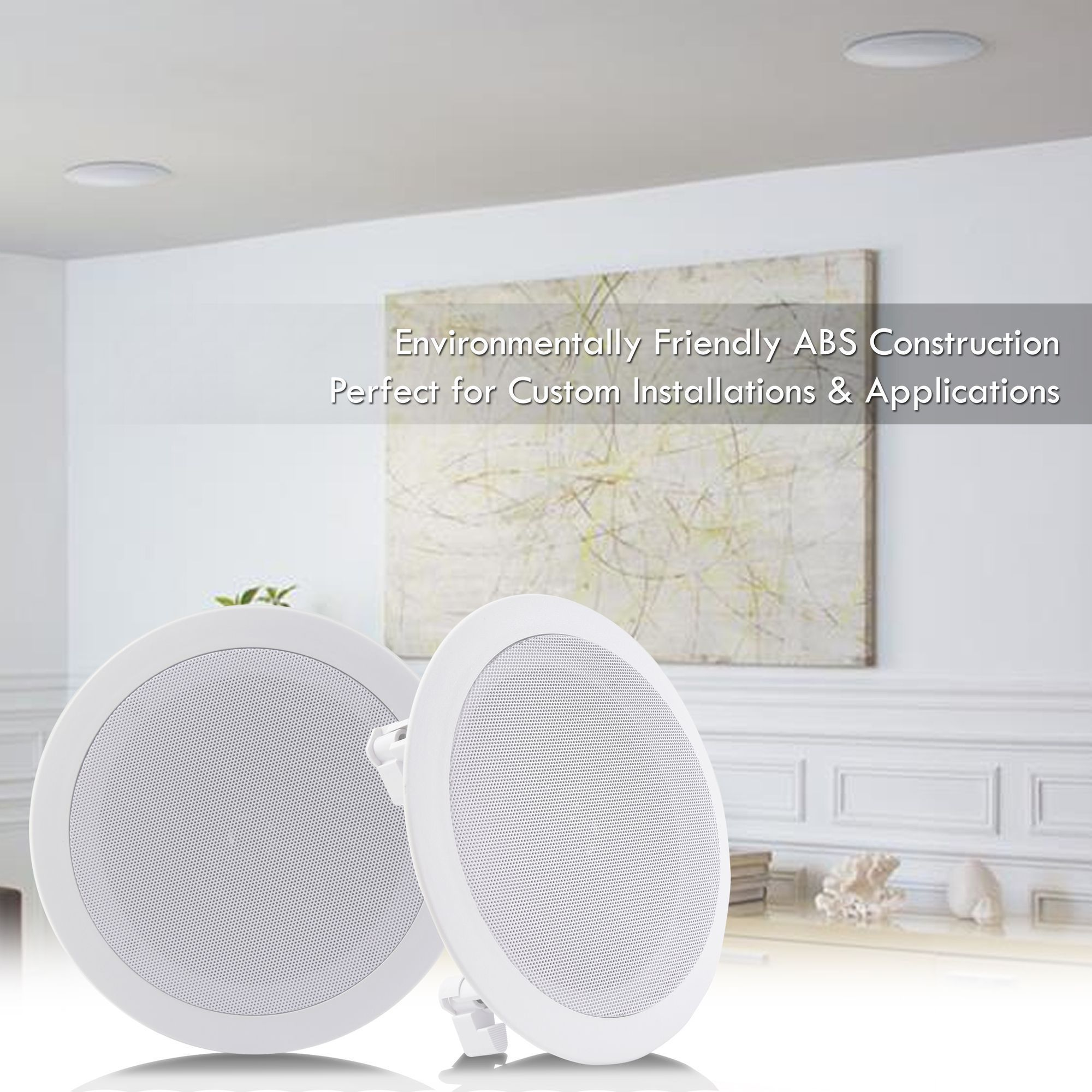 Pyle Pair 6.5” Flush Mount In-wall In-ceiling 2-Way Home Speaker System Spring Loaded Quick Connections Dual Polypropylene Cone Polymer Tweeter Stereo Sound 200 Watts (PDIC1661RD)
