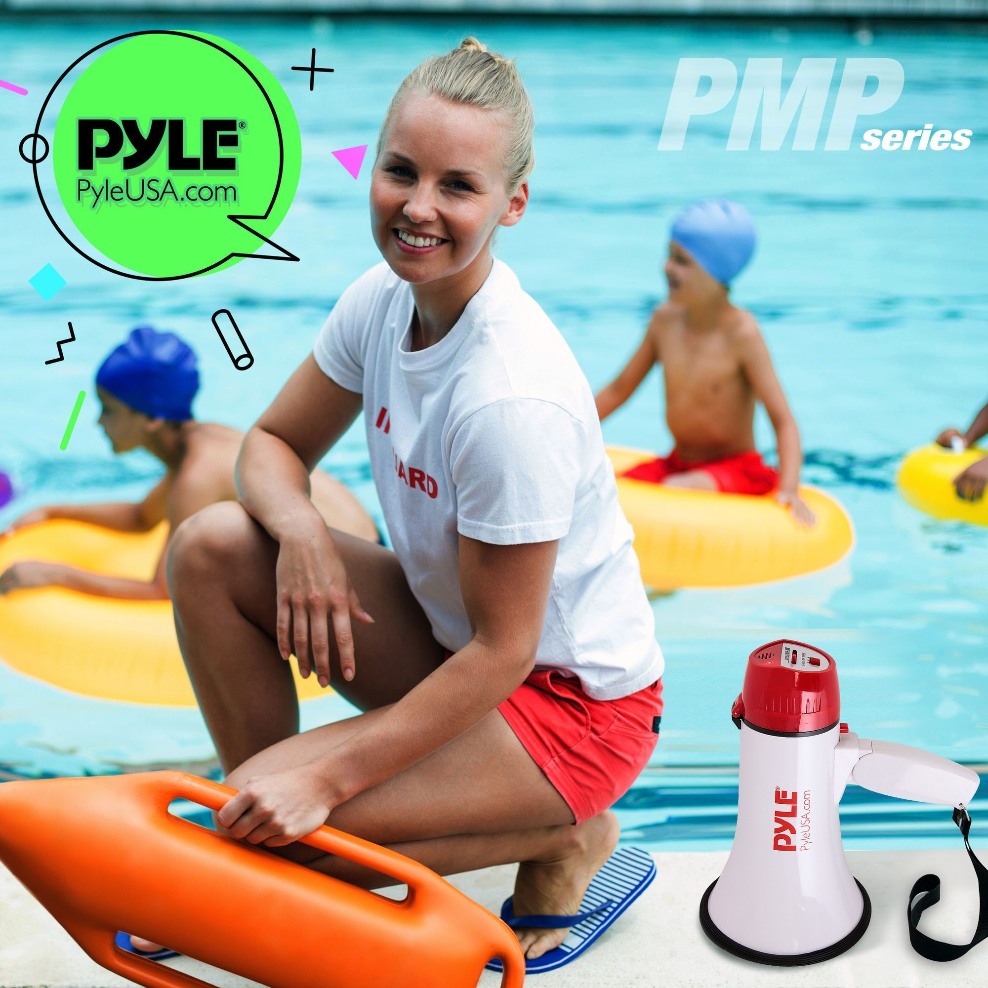 Pyle Megaphone Speaker PA Bullhorn - Built-in Siren - 20 Watt Adjustable Volume Control & 800 Yard Range - Ideal for Football, Soccer, Baseball, Cheerleading Fans, Coaches & Safety Drills - PMP20