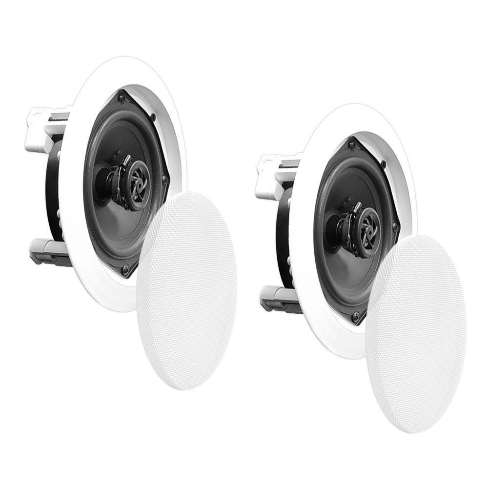 8” Ceiling Wall Mount Speakers - Pair of 2-Way Midbass Woofer Speaker 1'' Polymer Dome Tweeter Flush Design w/ 80Hz - 20kHz Frequency Response & 150 Watts Peak Easy Installation - Pyle PDIC51RDBK