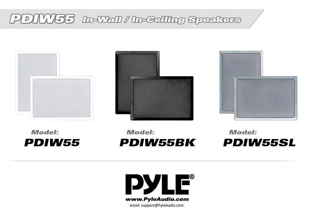 Pyle PDIW55 5.25- Inch In-Wall / In-Ceiling Stereo Speakers, 2-Way, Flush Mount, White (Pair)