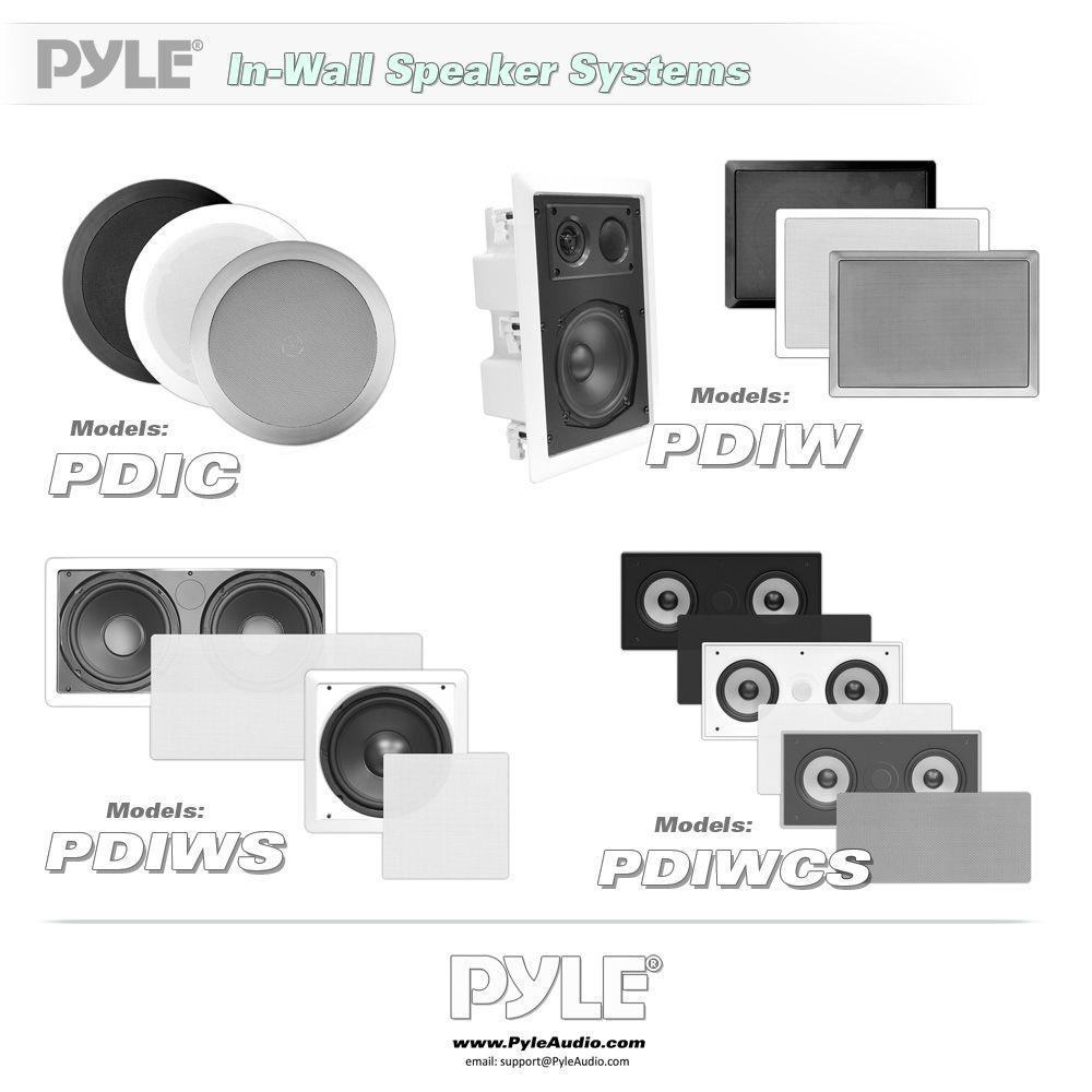 Pyle PDIW55 5.25- Inch In-Wall / In-Ceiling Stereo Speakers, 2-Way, Flush Mount, White (Pair)