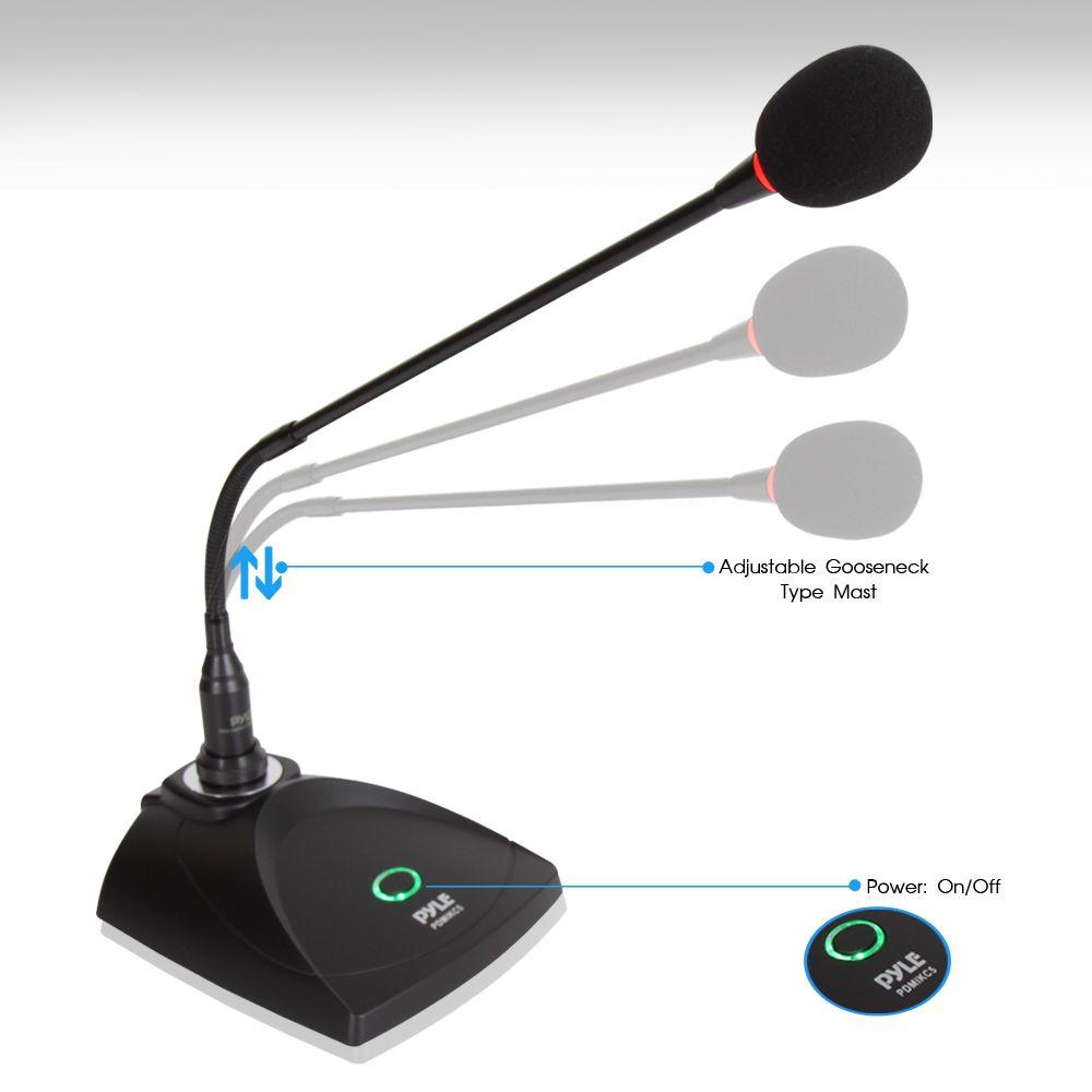 Desktop Gooseneck Wired Microphone System - Table Mounted Corded Voice Condenser Mic with Pop Filter - XLR to 1/4'' Sound Cord - for Karaoke, Conference, Studio Audio Recording - Pyle Pro PDMIKC5