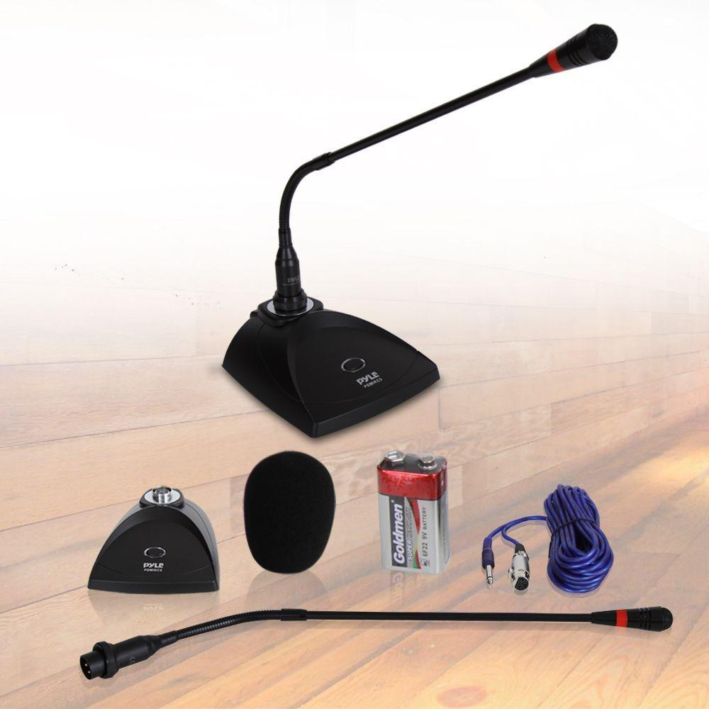 Desktop Gooseneck Wired Microphone System - Table Mounted Corded Voice Condenser Mic with Pop Filter - XLR to 1/4'' Sound Cord - for Karaoke, Conference, Studio Audio Recording - Pyle Pro PDMIKC5