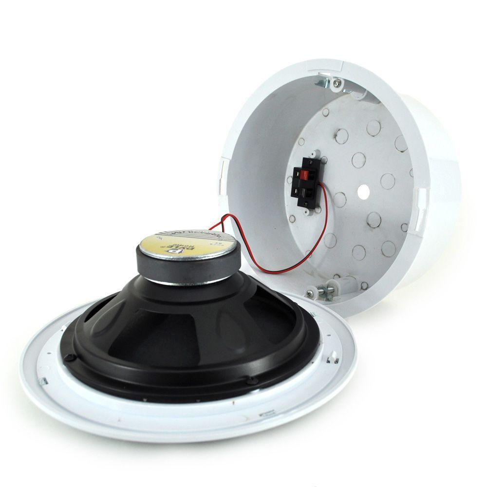 8” Ceiling Wall Mount Speaker - Full Range Woofer Speaker System 100 Volt Transformer Flush Design w/ 60Hz-16kHz Frequency Response 150 Watts Peak & Template for Easy Installation - Pyle PDICS82