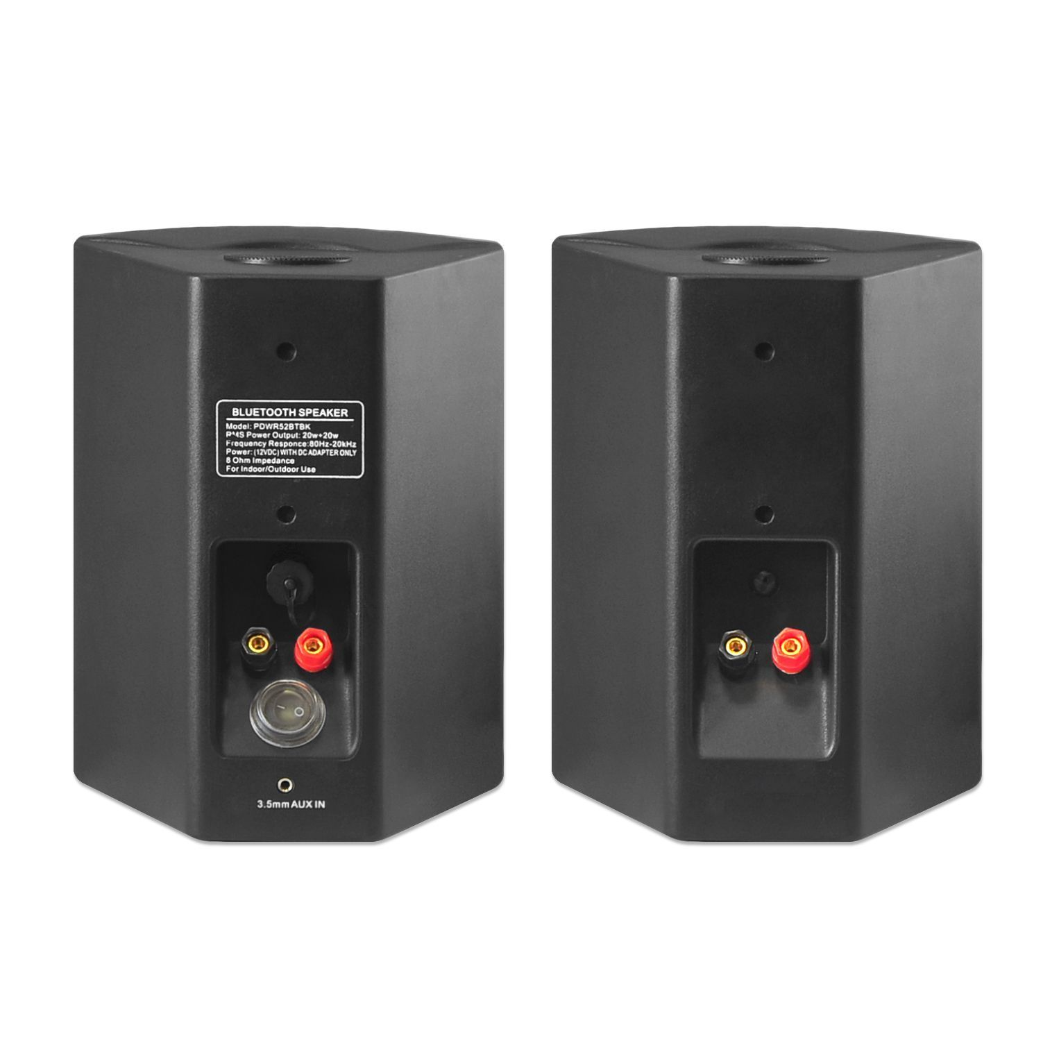 Wall Mount Home Speaker System - Active + Passive Pair Wireless Bluetooth Compatible Indoor / Outdoor Waterproof Weatherproof Stereo Sound Speaker Set with AUX IN - Pyle PDWR52BTBK (Black)