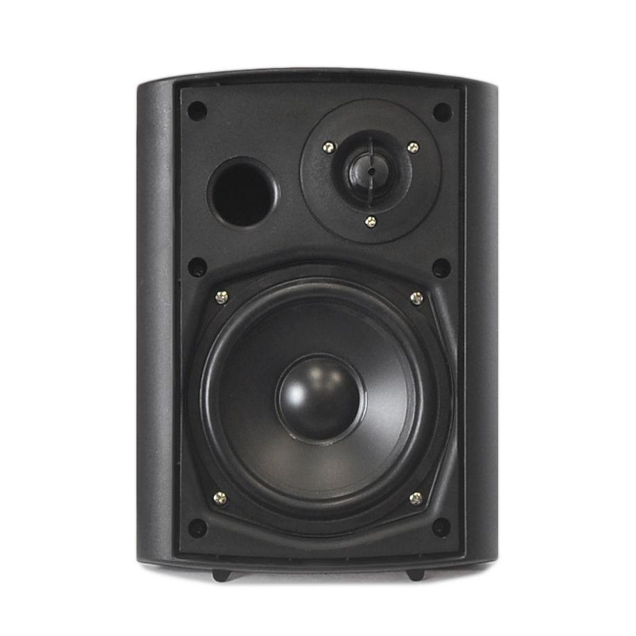 Wall Mount Home Speaker System - Active + Passive Pair Wireless Bluetooth Compatible Indoor / Outdoor Waterproof Weatherproof Stereo Sound Speaker Set with AUX IN - Pyle PDWR52BTBK (Black)
