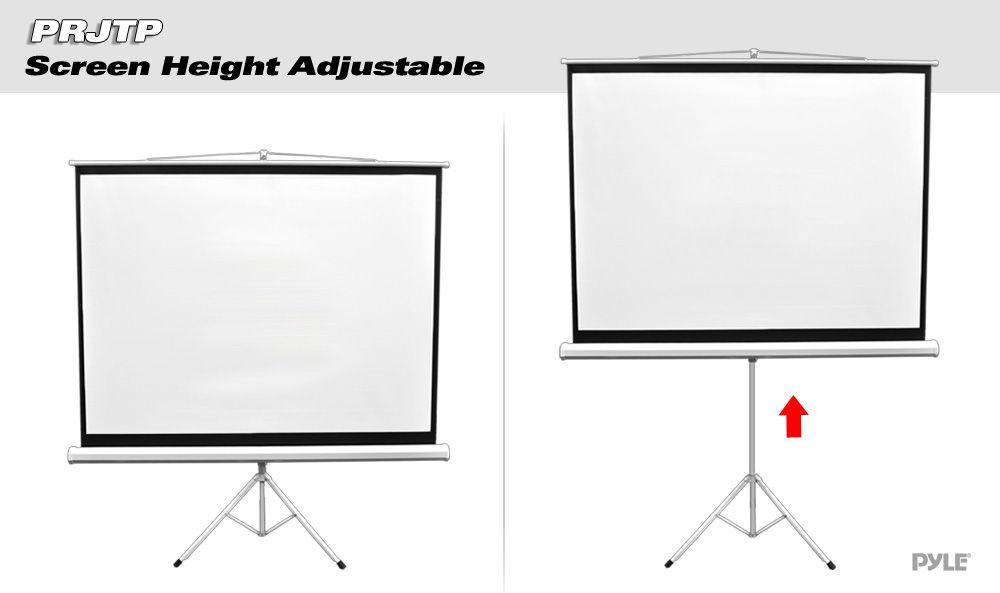 Upgraded Pyle 72" Projector Screen with Floor Standing Portable Fold-Out Roll-Up Tripod Manual, Mobile Movie Screen, Home Theater Cinema Wedding Party Office Presentation, Quick Assembly (PRJTP72)