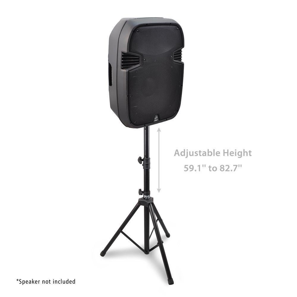 Universal Speaker Stand Mount Holder - Heavy Duty Rubber Capped Tripod w/ Adjustable Height from 59.1” to 82.7” Locking Safety PIN & 35mm Compatible Insert On-Stage or In-Studio Use - Pyle PSTND1