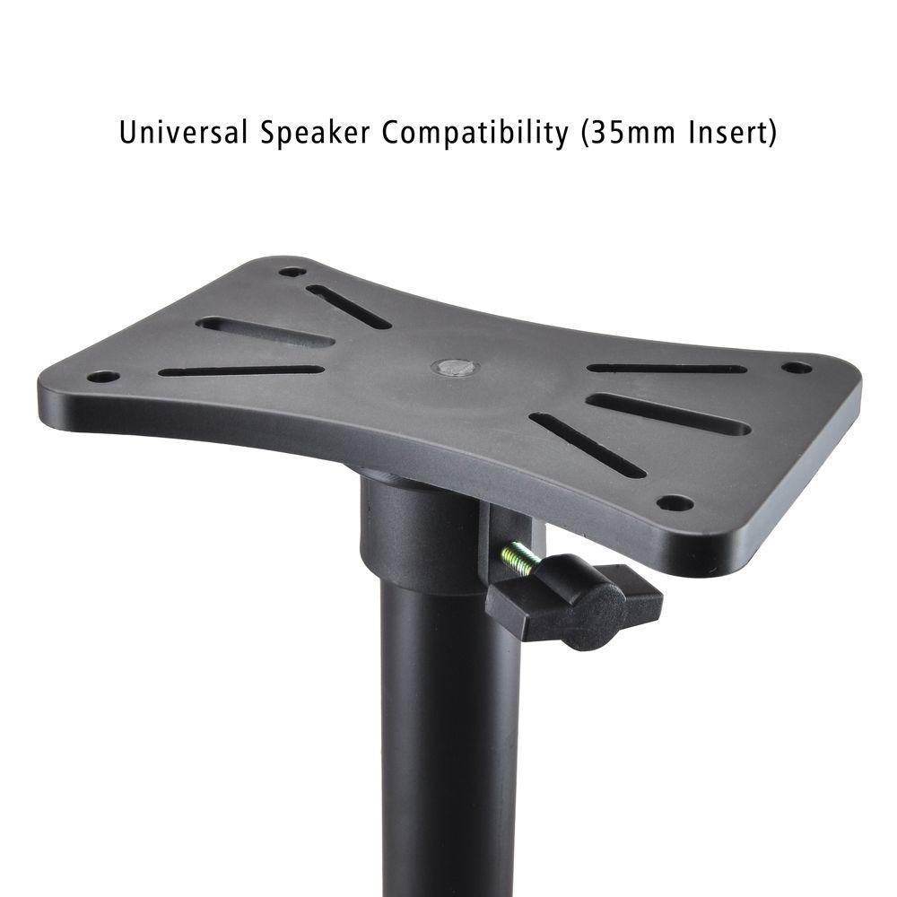 Universal Speaker Stand Mount Holder - Heavy Duty Rubber Capped Tripod w/ Adjustable Height from 59.1” to 82.7” Locking Safety PIN & 35mm Compatible Insert On-Stage or In-Studio Use - Pyle PSTND1