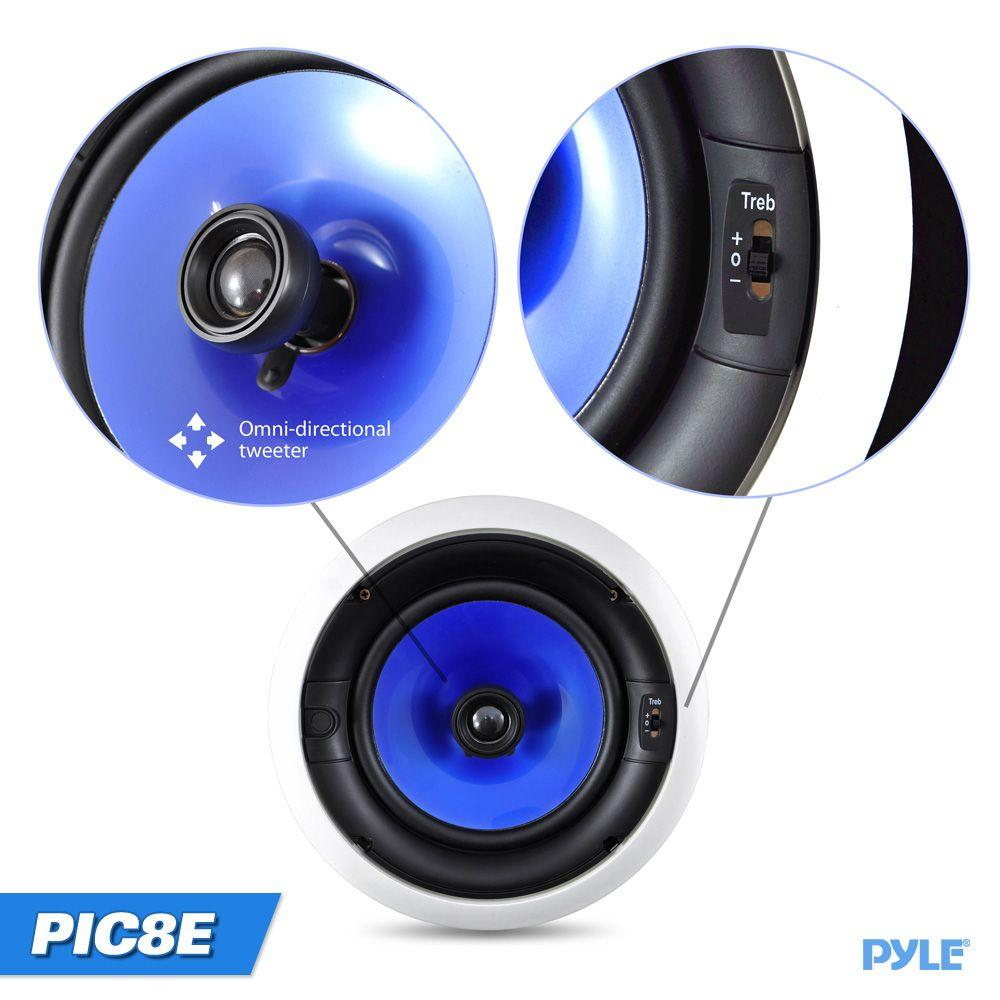 Pyle 8’’ High Performance In-Wall / In-Ceiling Speakers, Dual 2-Way Stereo Speaker System (300 Watt) (Pair) (PIC8E)