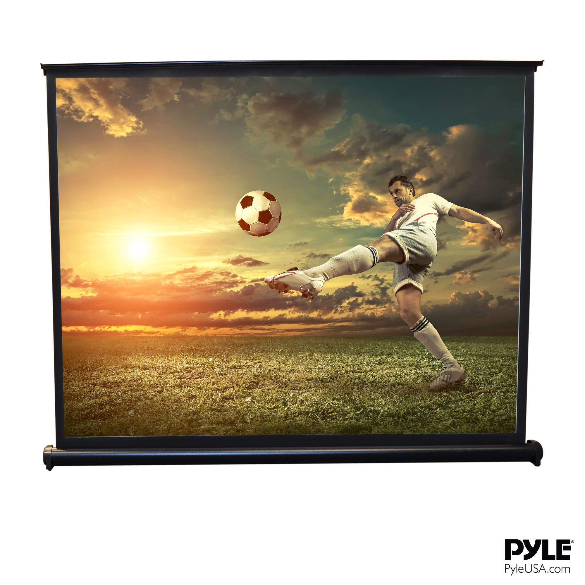 50" Inch Portable Projector Screen - Portable Floor Standing Fold-Out Roll-Up Tripod Manual, Mobile Movie Screen, Home Theater Cinema Wedding Party Office Presentation, Quick Assembly - PRJTP53
