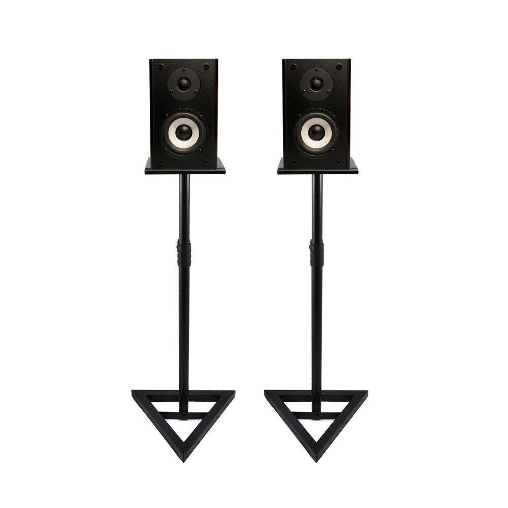 Pyle Sonos Speaker Stand Pair of Sound Play 1 and 3 Holder - Telescoping Height Adjustable from 26” - 52” Inch High Heavy Duty Three-point Triangle Base w/ Floor Spikes and 9” Square Platform PSTND35