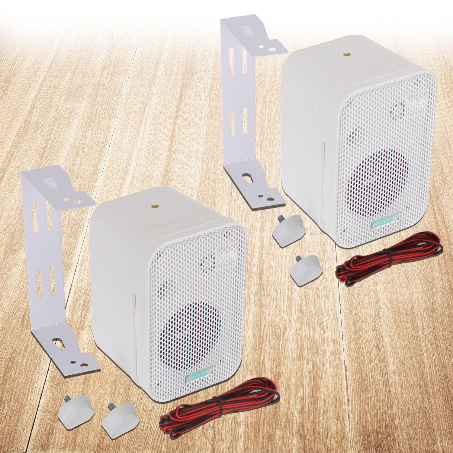 Dual Waterproof Outdoor Speaker System - 3.5 Inch Pair of Weatherproof Wall / Ceiling Mounted Speakers w/ Heavy Duty Grill, Universal Mount - For Use in the Pool, Patio, Indoor - Pyle PDWR30W (White)