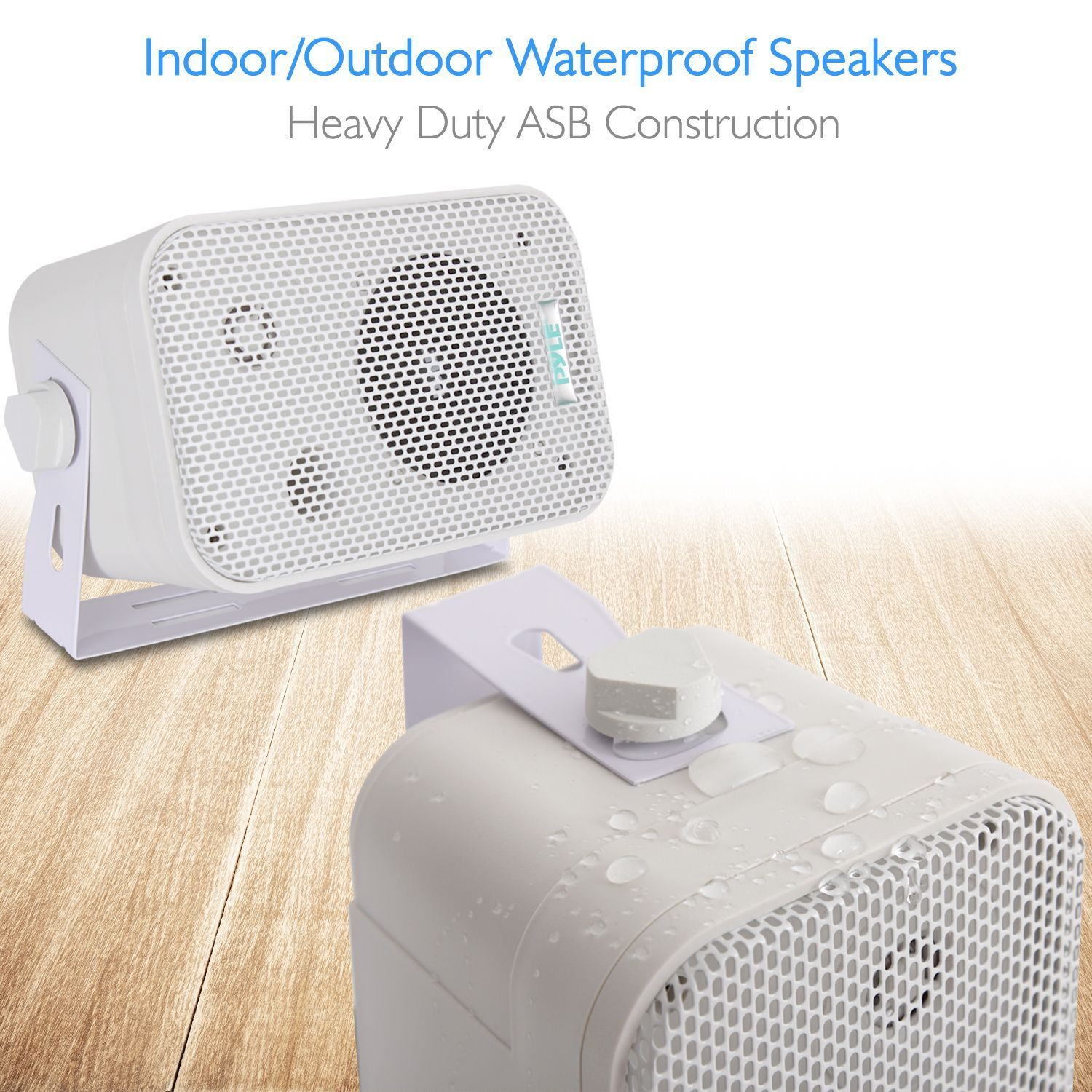 Dual Waterproof Outdoor Speaker System - 3.5 Inch Pair of Weatherproof Wall / Ceiling Mounted Speakers w/ Heavy Duty Grill, Universal Mount - For Use in the Pool, Patio, Indoor - Pyle PDWR30W (White)