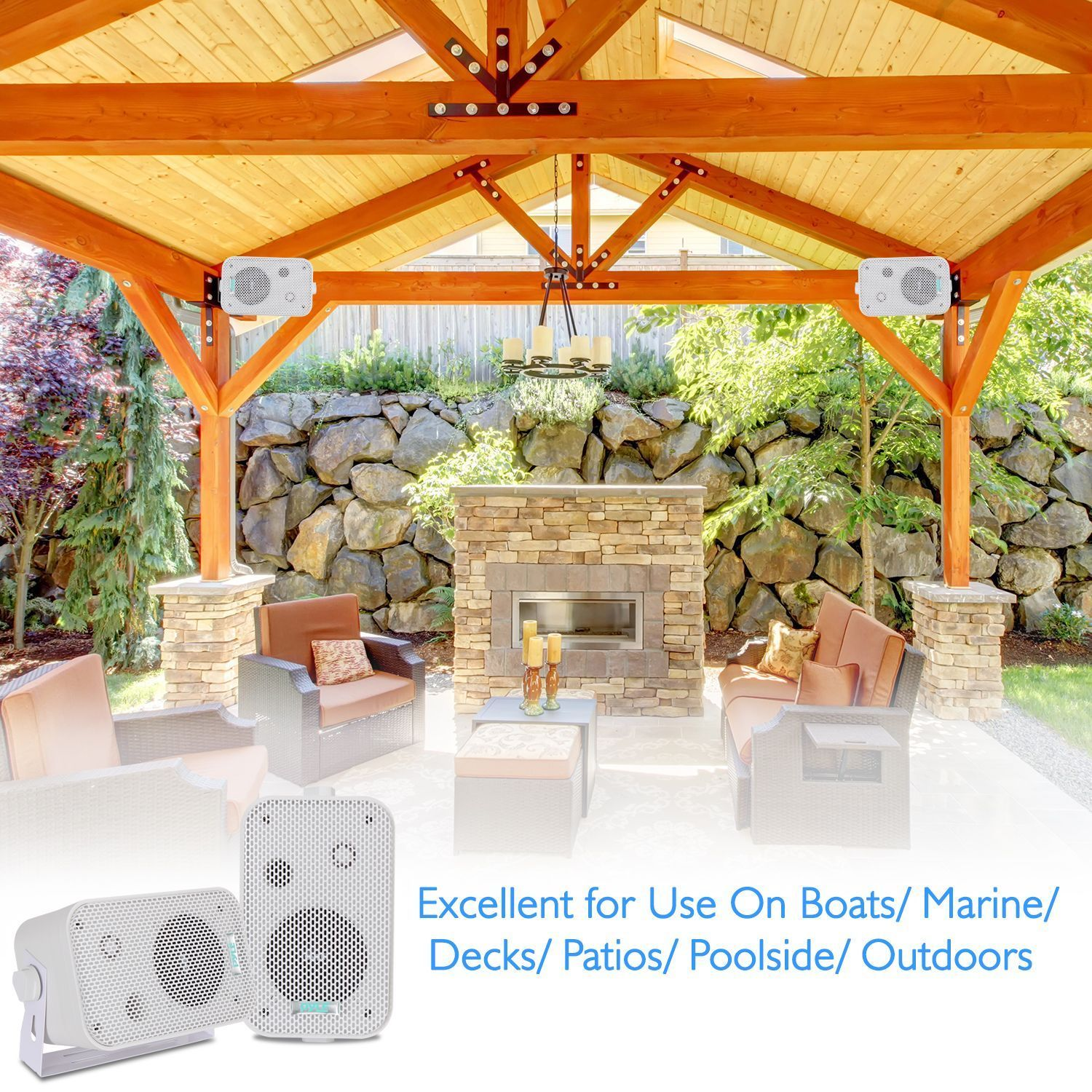 Dual Waterproof Outdoor Speaker System - 3.5 Inch Pair of Weatherproof Wall / Ceiling Mounted Speakers w/ Heavy Duty Grill, Universal Mount - For Use in the Pool, Patio, Indoor - Pyle PDWR30W (White)