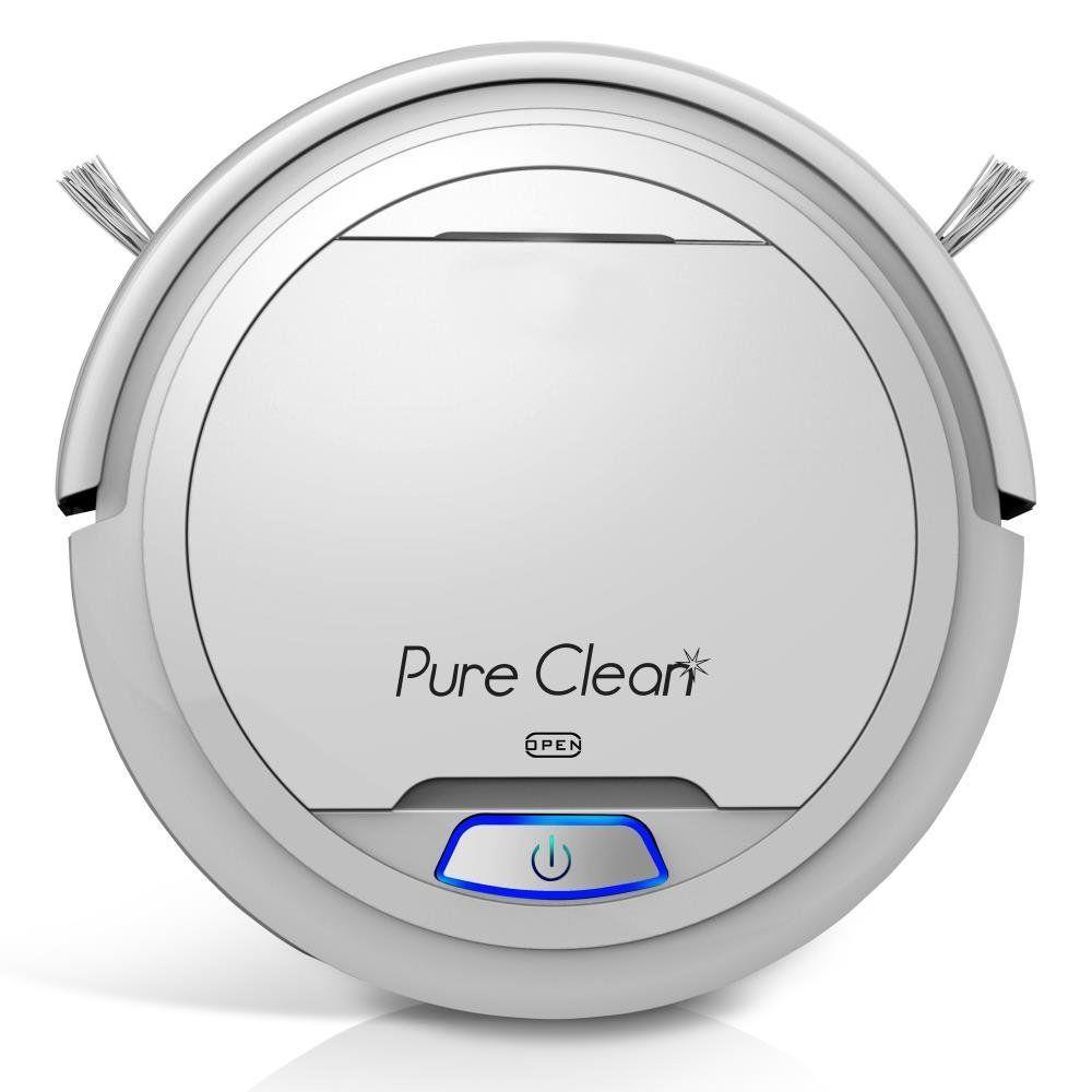 Pure Clean Robotic Vacuum Cleaner - Robot Home Cleaning for Clean Carpet Hardwood Floor - Bot Self Detects Stairs - HEPA Filter Pet Hair Allergies Friendly