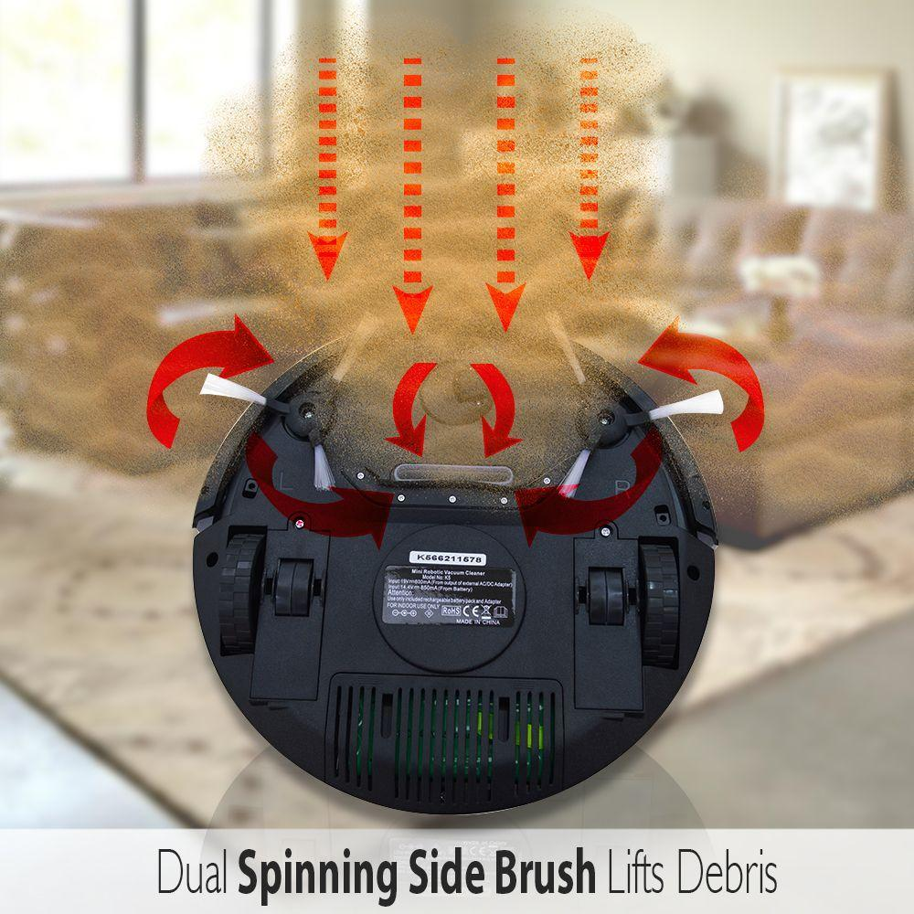 Pure Clean Robotic Vacuum Cleaner - Robot Home Cleaning for Clean Carpet Hardwood Floor - Bot Self Detects Stairs - HEPA Filter Pet Hair Allergies Friendly