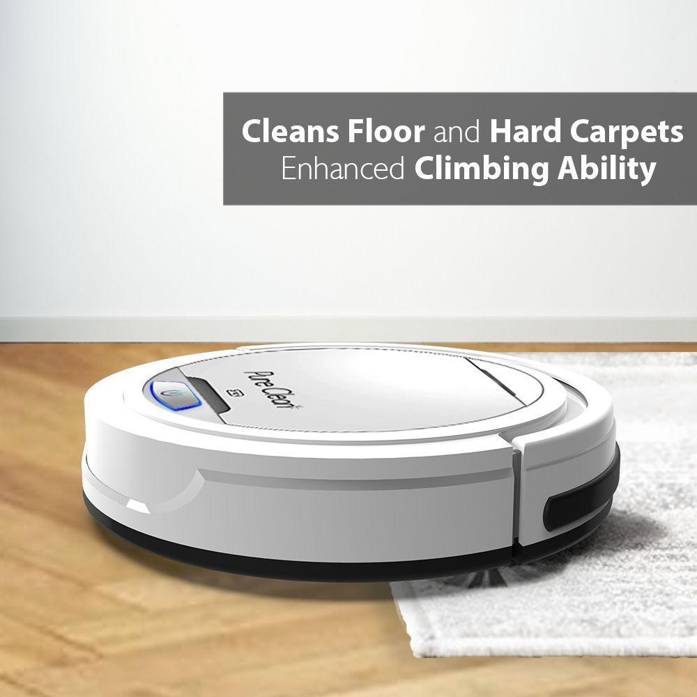 Pure Clean Robotic Vacuum Cleaner - Robot Home Cleaning for Clean Carpet Hardwood Floor - Bot Self Detects Stairs - HEPA Filter Pet Hair Allergies Friendly