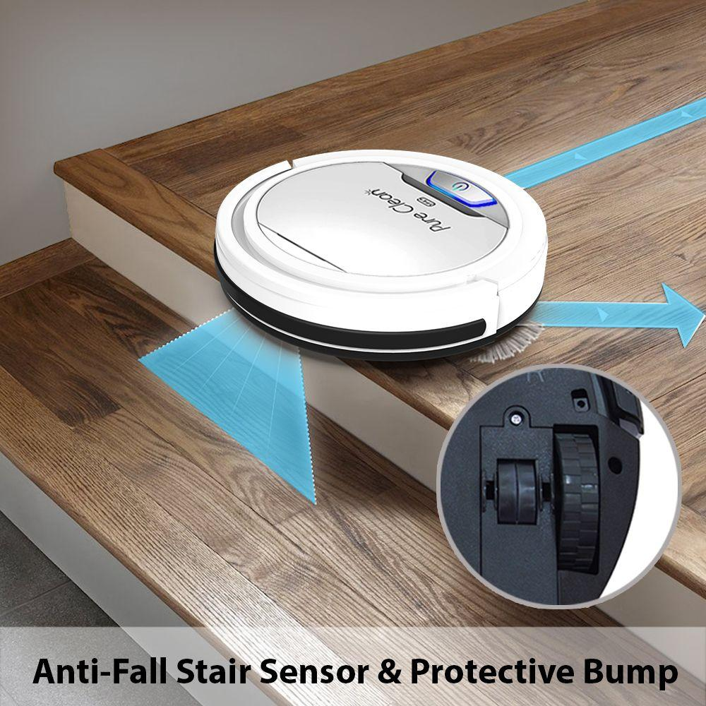 Pure Clean Robotic Vacuum Cleaner - Robot Home Cleaning for Clean Carpet Hardwood Floor - Bot Self Detects Stairs - HEPA Filter Pet Hair Allergies Friendly