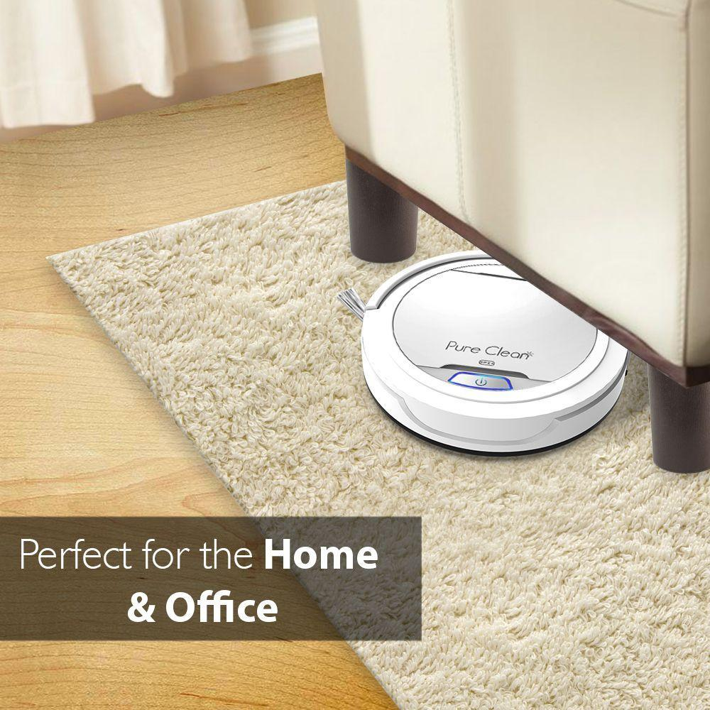 Pure Clean Robotic Vacuum Cleaner - Robot Home Cleaning for Clean Carpet Hardwood Floor - Bot Self Detects Stairs - HEPA Filter Pet Hair Allergies Friendly